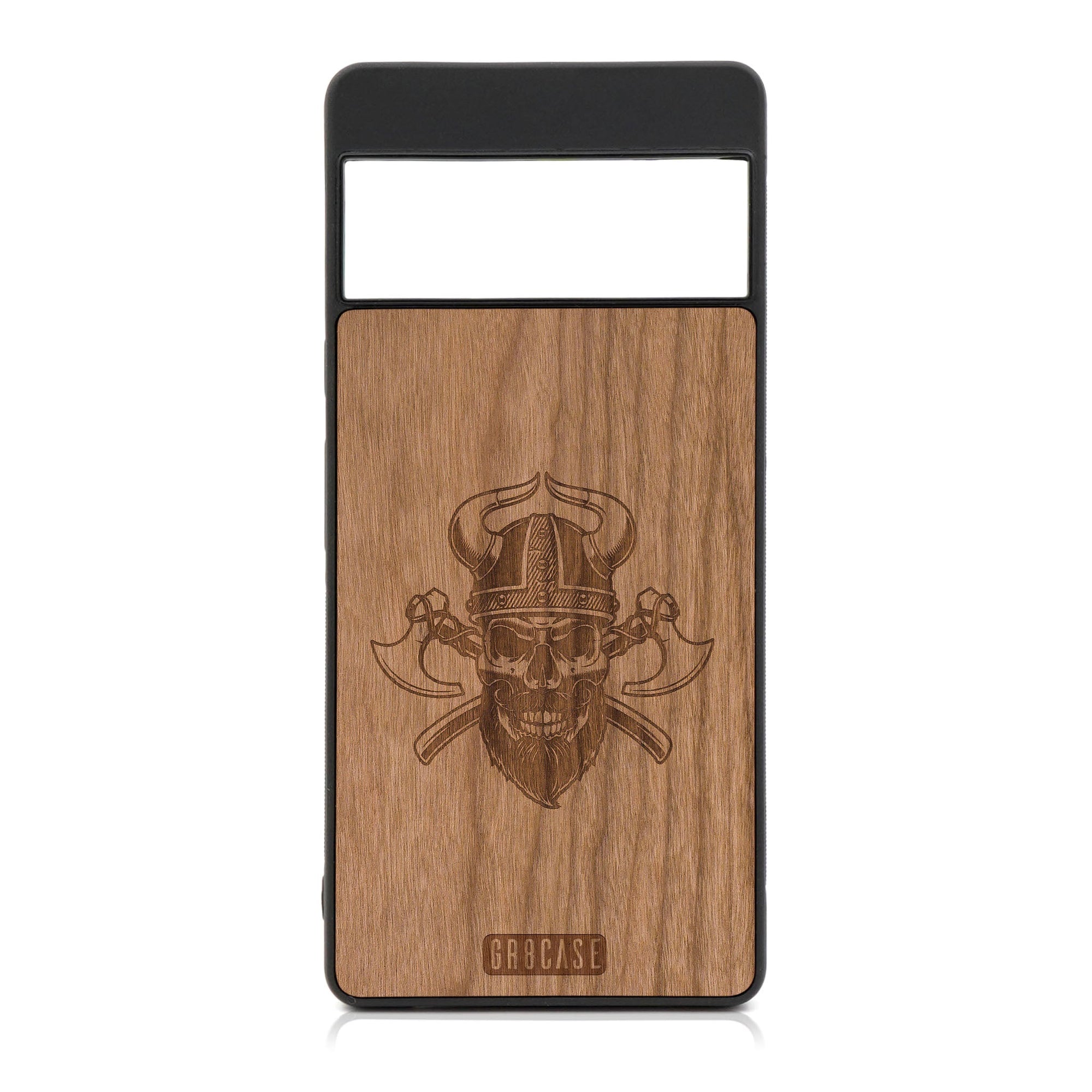 Viking Skull Design Wood Case For Google Pixel 6 Pro