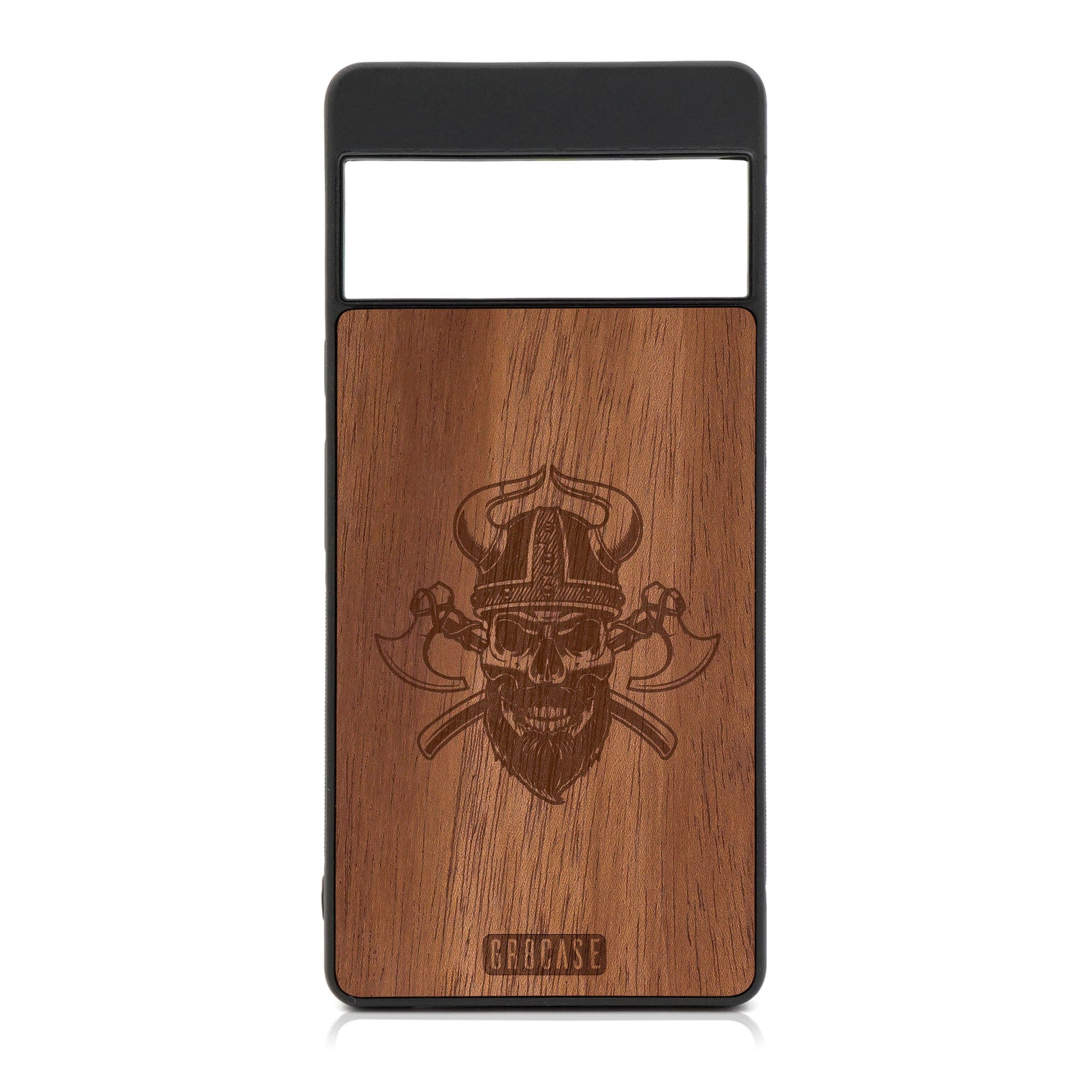 Viking Skull Design Wood Case For Google Pixel 6 Pro