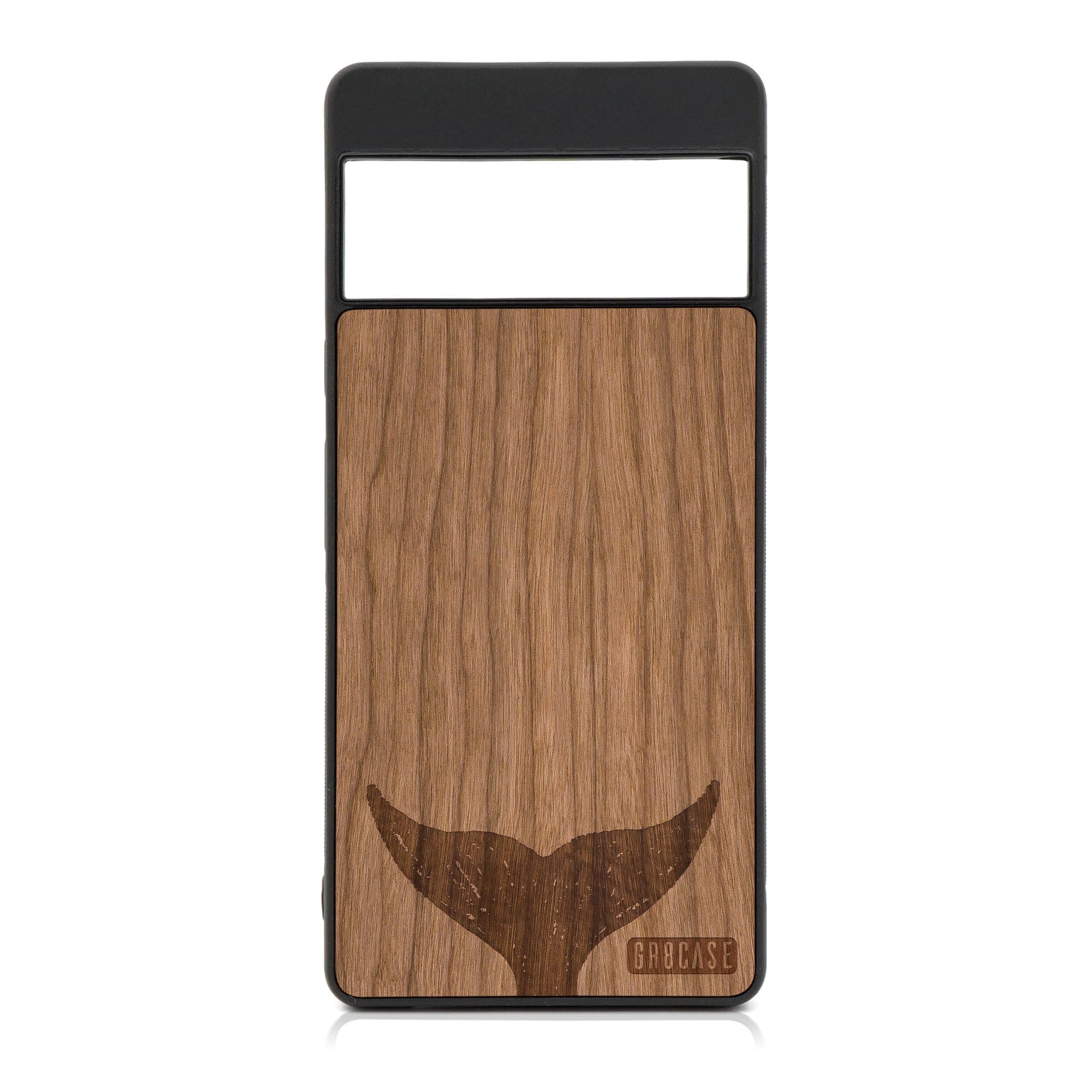 Whale Tail Design Wood Case For Google Pixel 6A