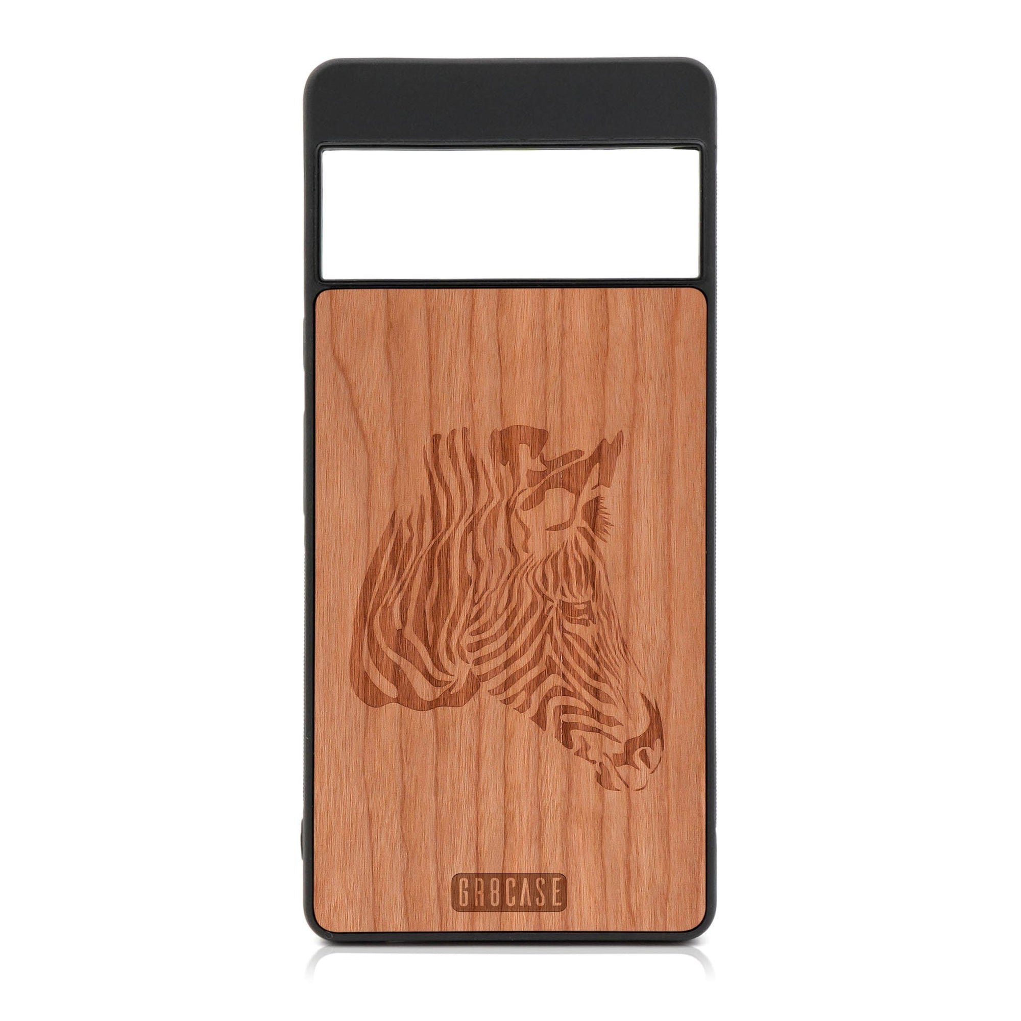 Zebra Design Wood Case For Google Pixel 6A
