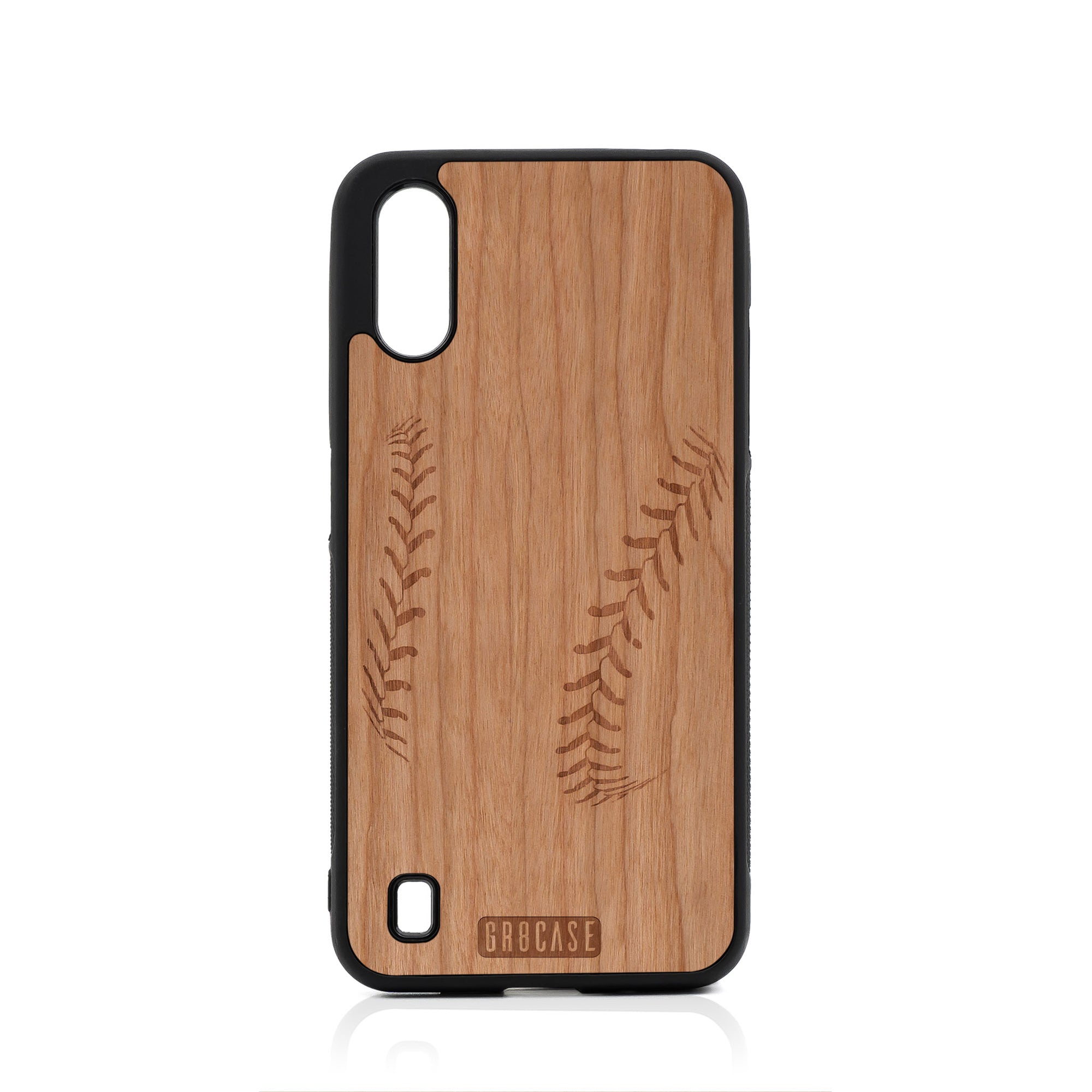 Baseball Stitches Design Wood Case For Samsung Galaxy A01