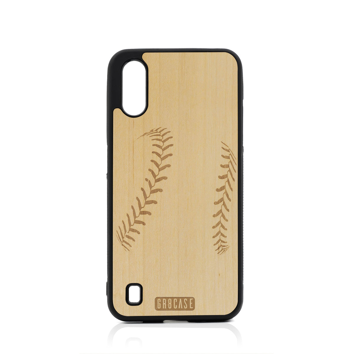 Baseball Stitches Design Wood Case For Samsung Galaxy A01