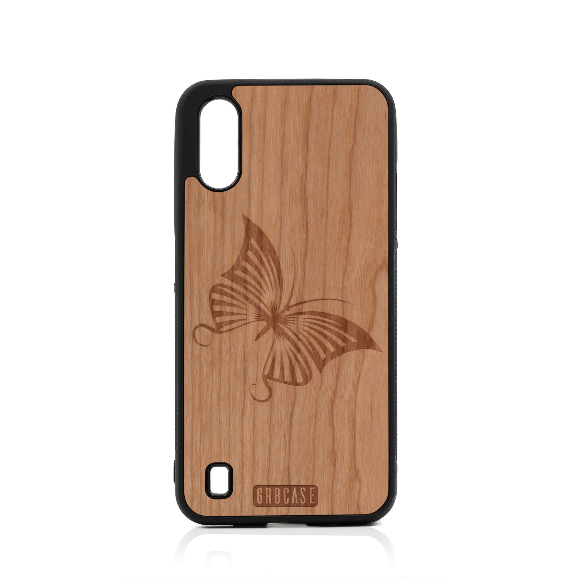 Butterfly Design Wood Case For Samsung Galaxy A01