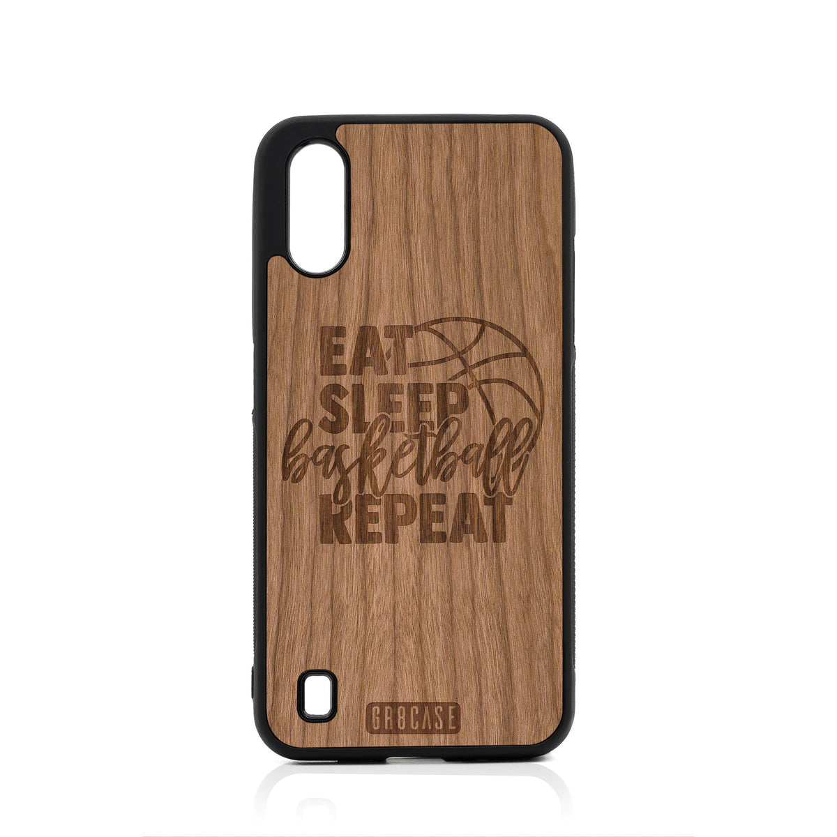 Eat Sleep Basketball Repeat Design Wood Case For Samsung Galaxy A01