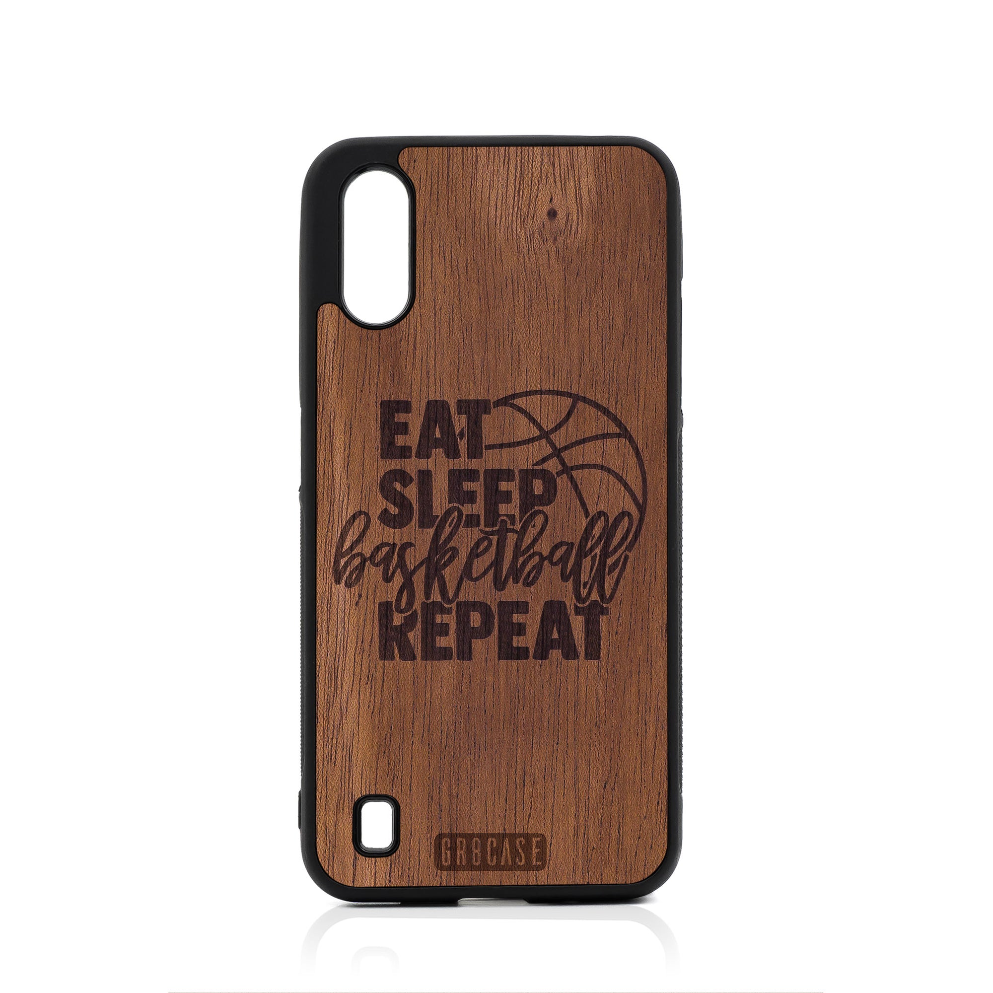 Eat Sleep Basketball Repeat Design Wood Case For Samsung Galaxy A01