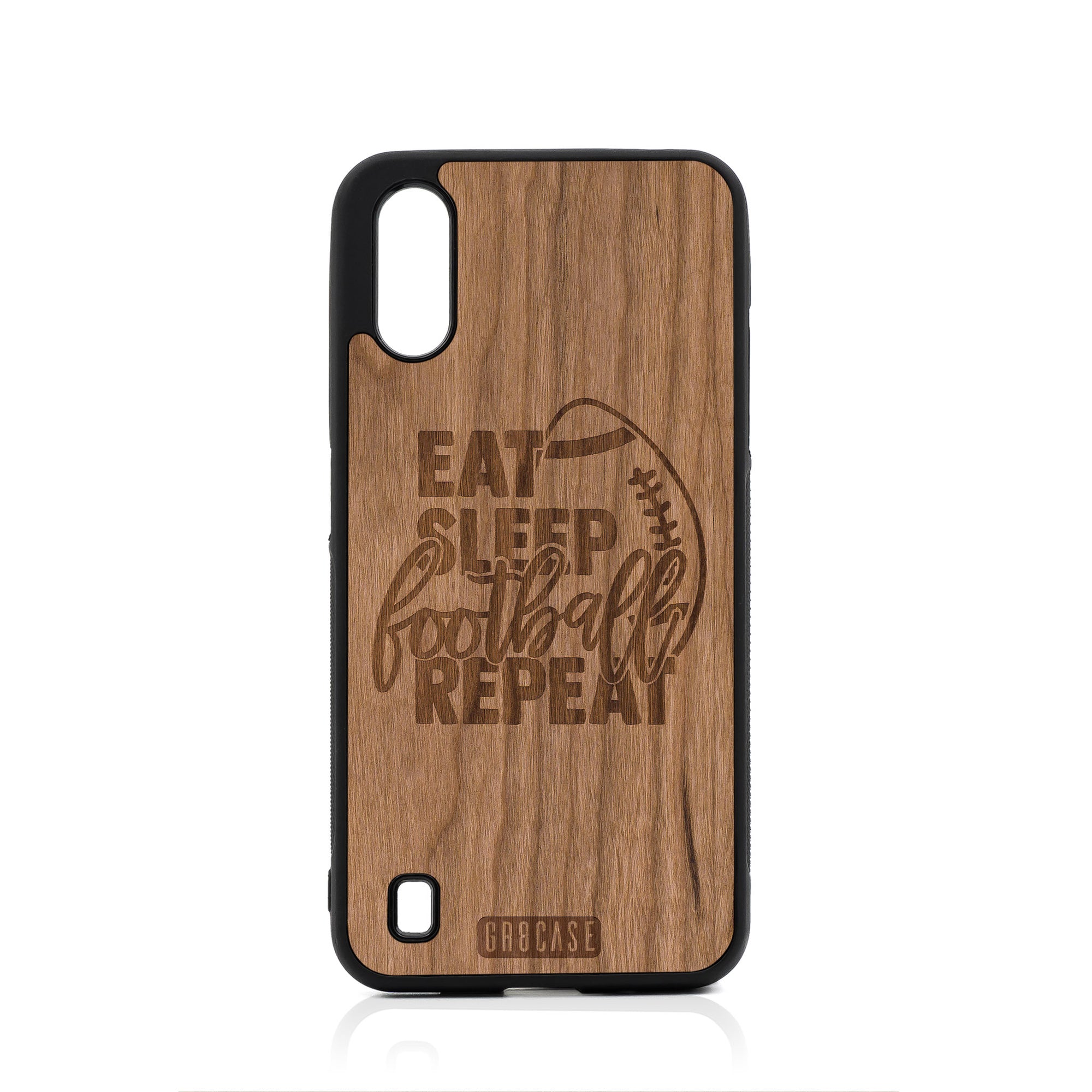 Eat Sleep Football Repeat Design Wood Case For Samsung Galaxy A01