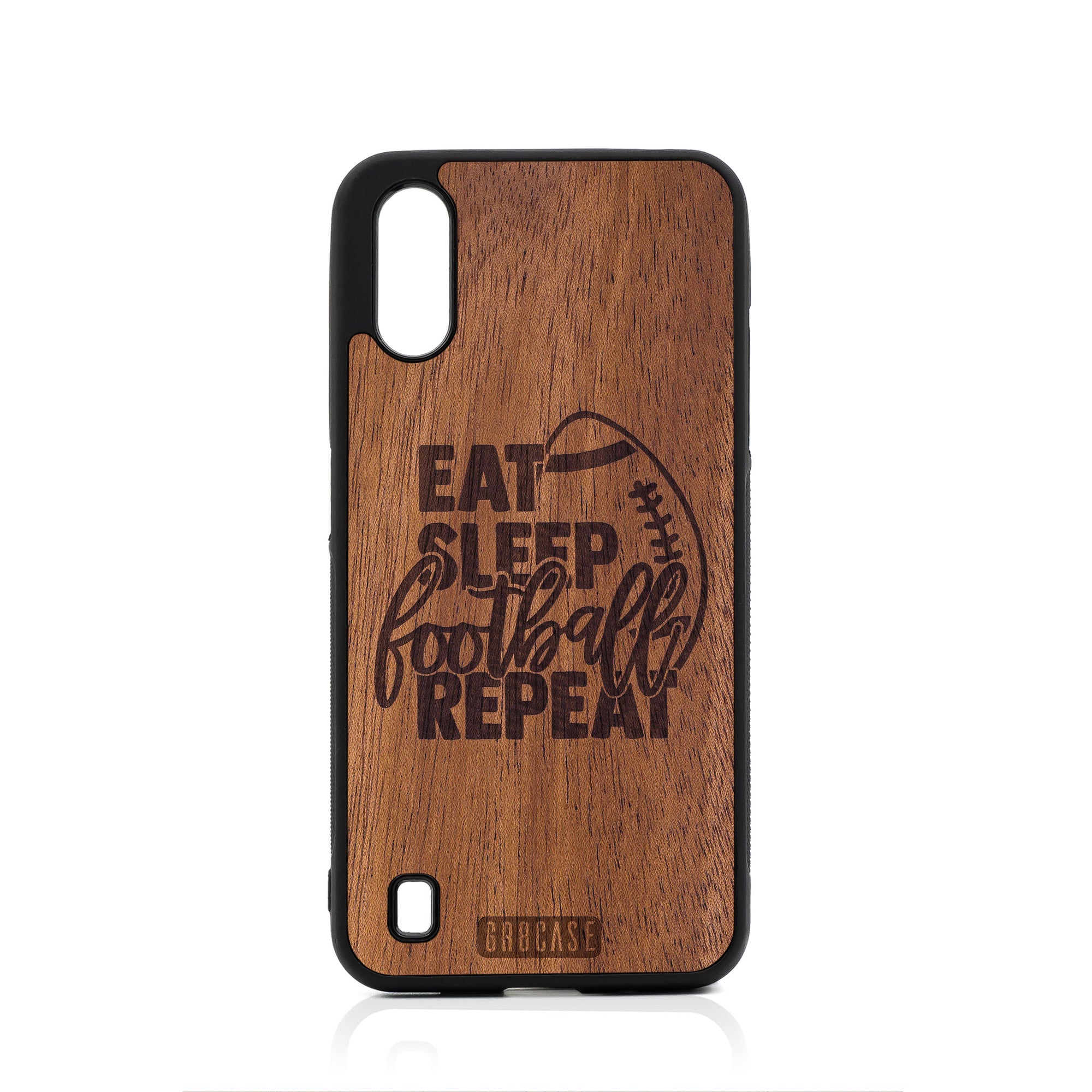 Eat Sleep Football Repeat Design Wood Case For Samsung Galaxy A01