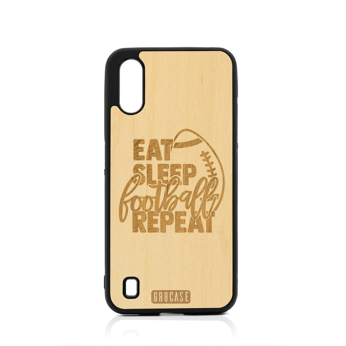 Eat Sleep Football Repeat Design Wood Case For Samsung Galaxy A01