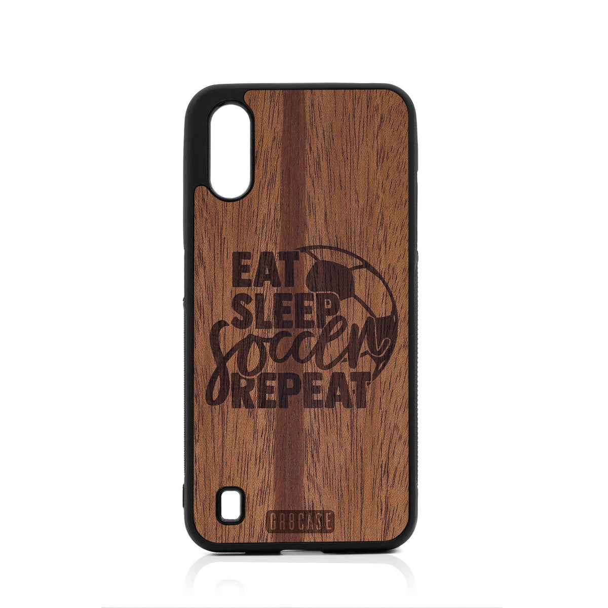 Eat Sleep Soccer Repeat Design Wood Case For Samsung Galaxy A01
