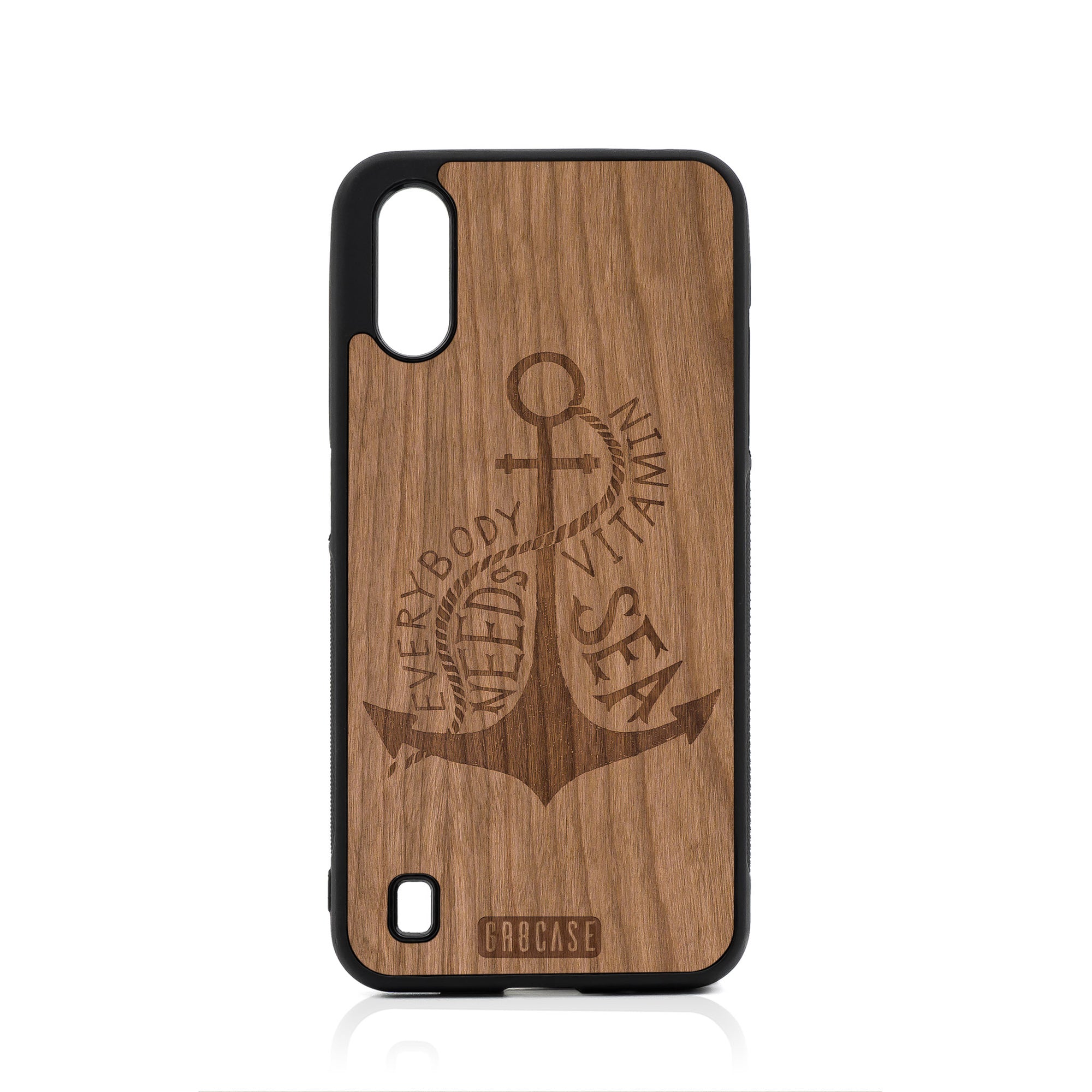 Everybody Needs Vitamin Sea (Anchor) Design Wood Case For Samsung Galaxy A01