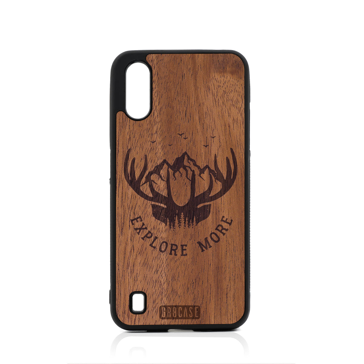 Explore More (Forest, Mountain &amp; Antlers) Design Wood Case For Samsung Galaxy A01