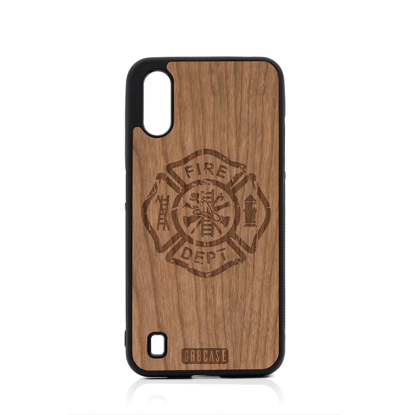 Fire Department Design Wood Case For Samsung Galaxy A01