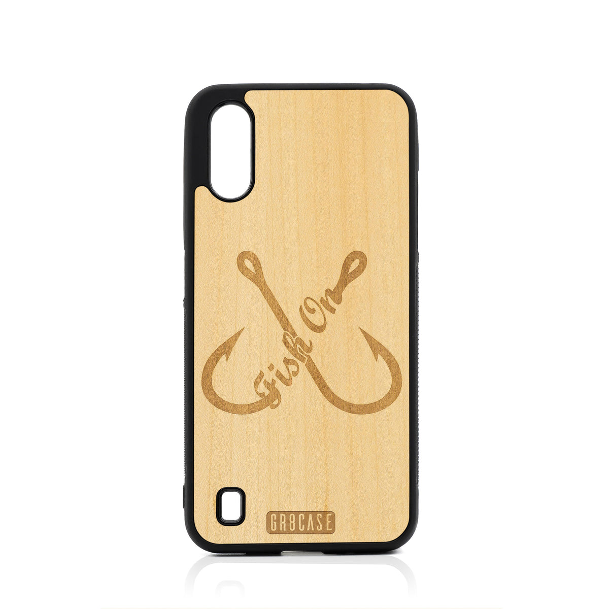 Fish On (Fish Hooks) Design Wood Case For Samsung Galaxy A01