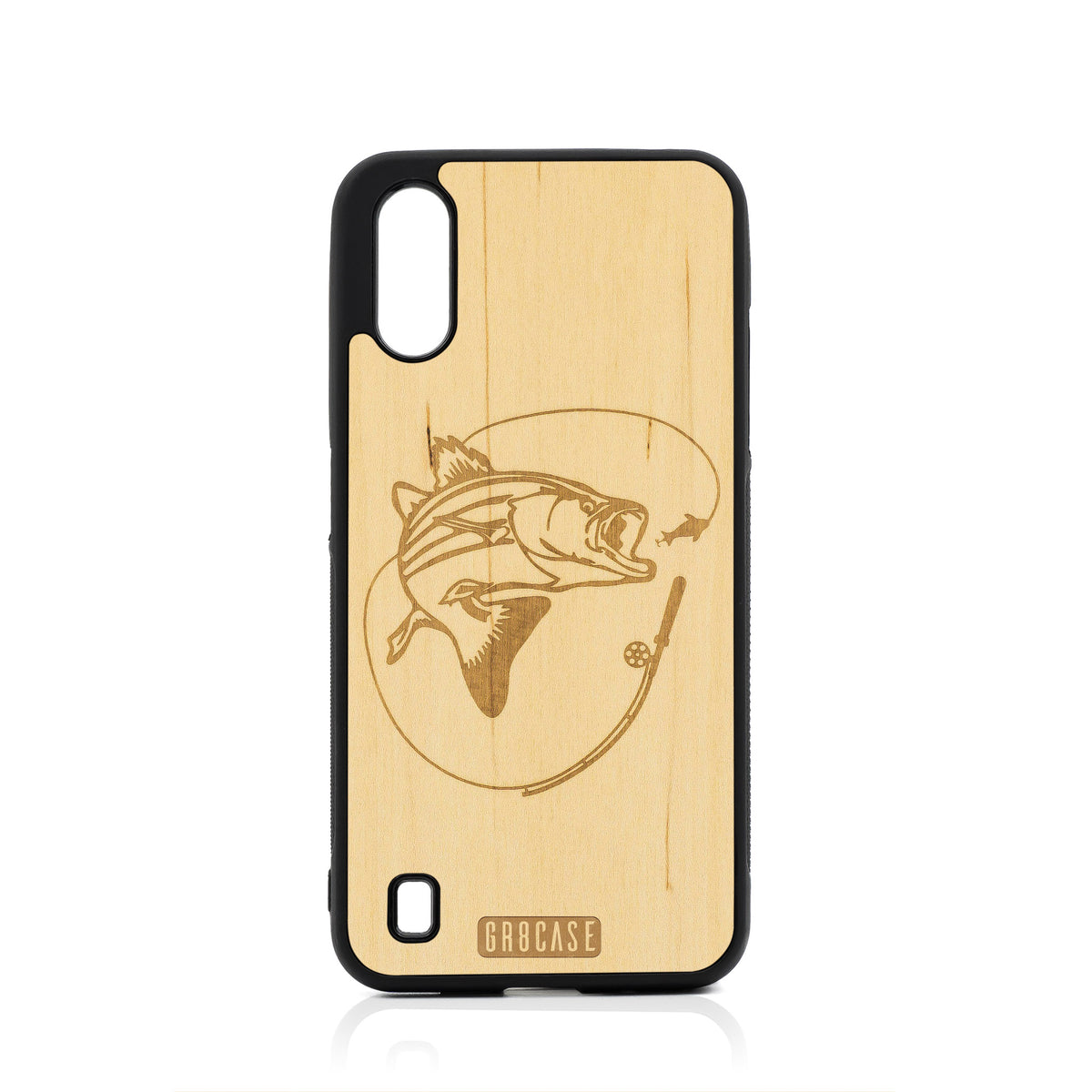 Fish and Reel Design Wood Case For Samsung Galaxy A01