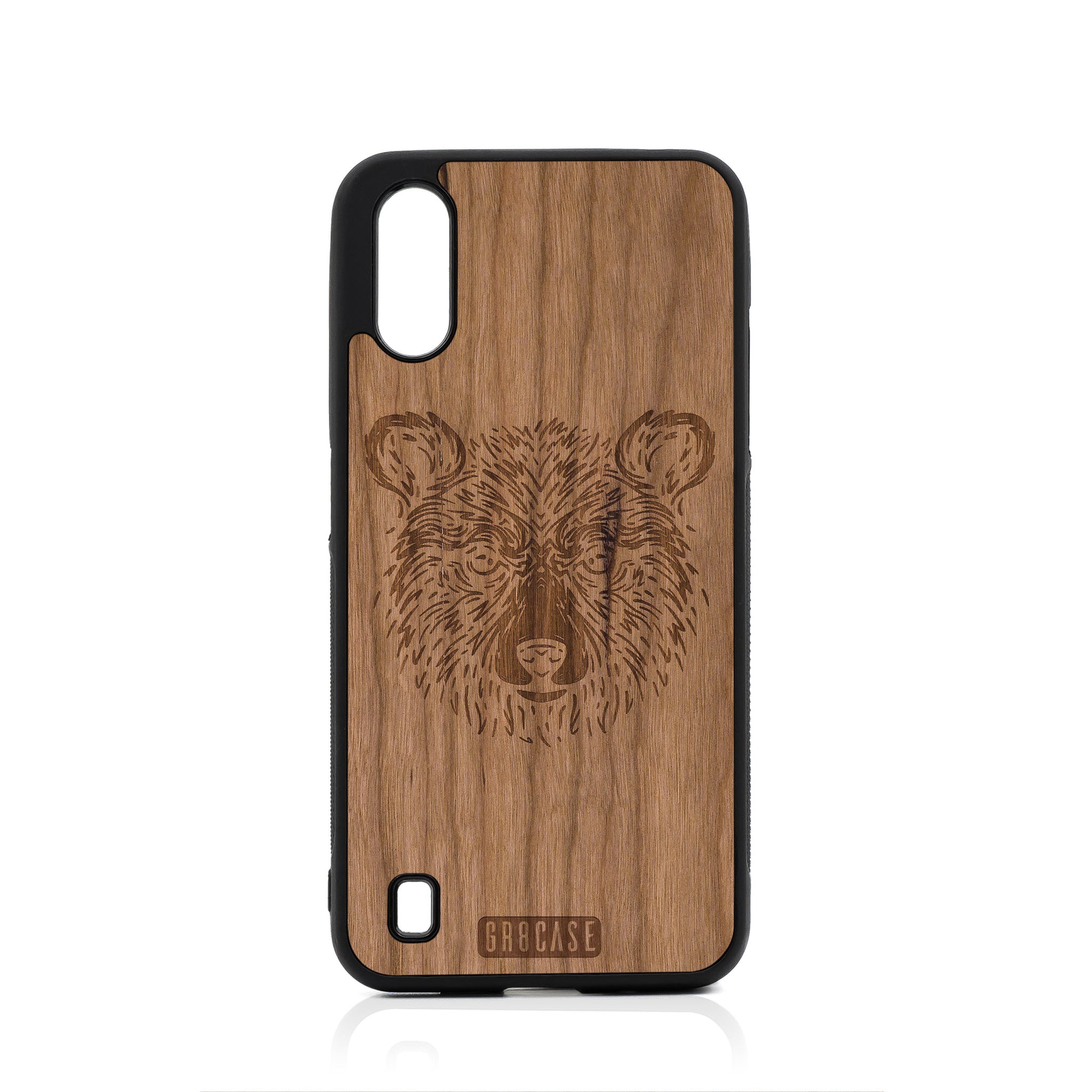 Furry Bear Design Wood Case For Samsung Galaxy A01