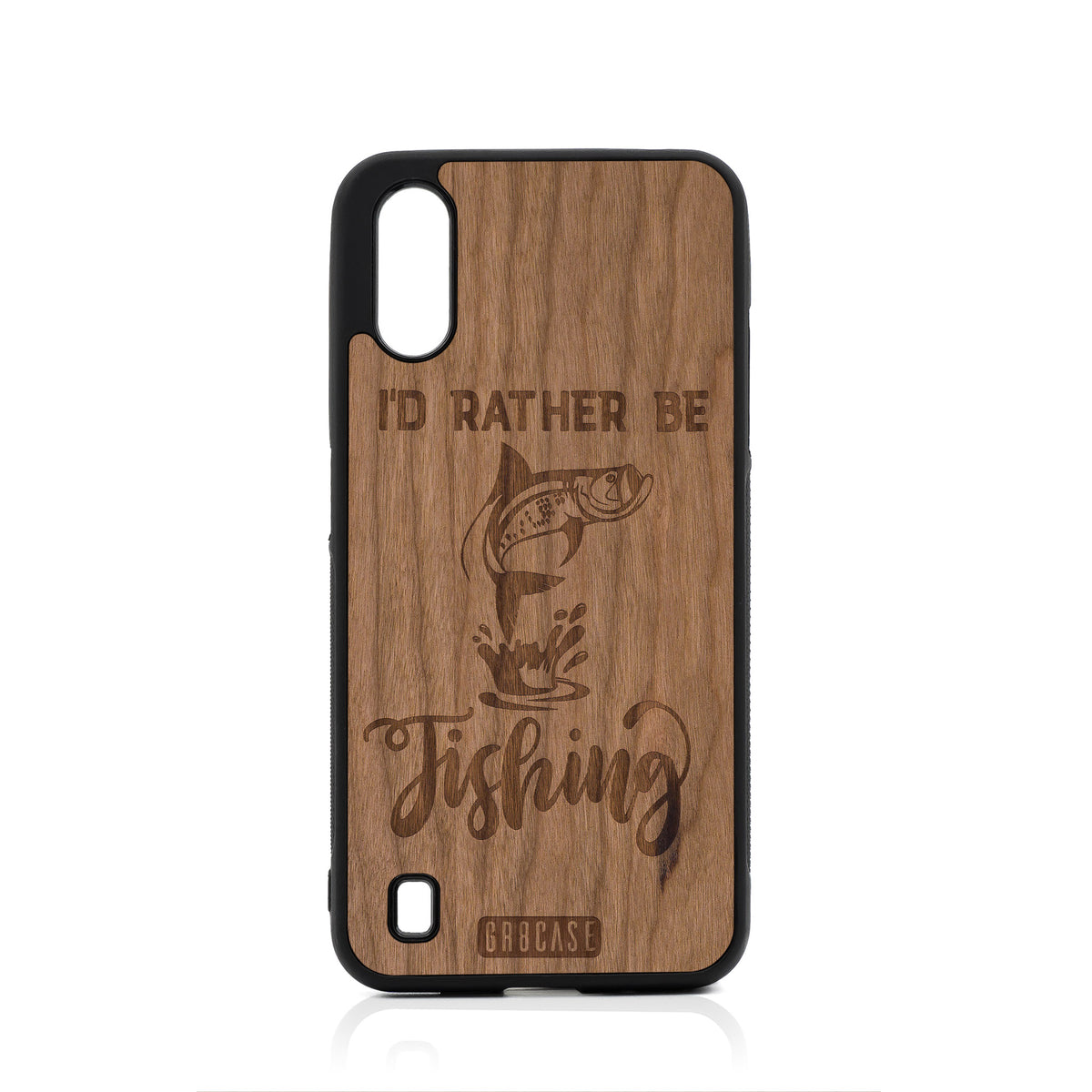 I&#39;d Rather Be Fishing Design Wood Case For Samsung Galaxy A01