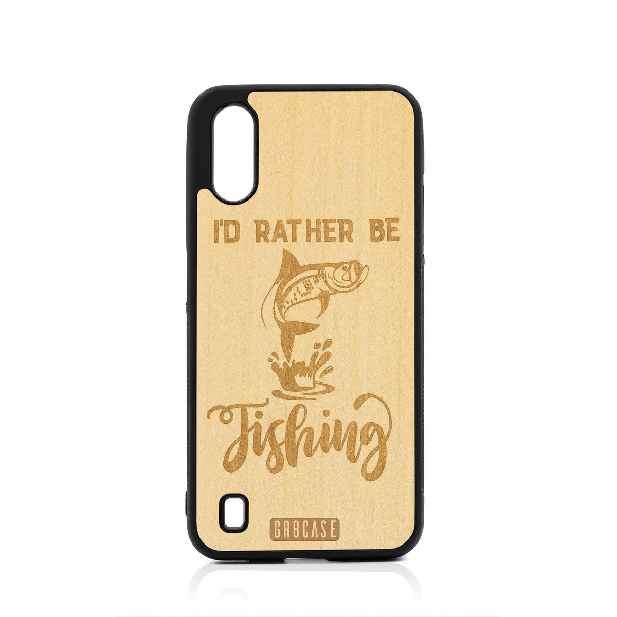 I&#39;d Rather Be Fishing Design Wood Case For Samsung Galaxy A01