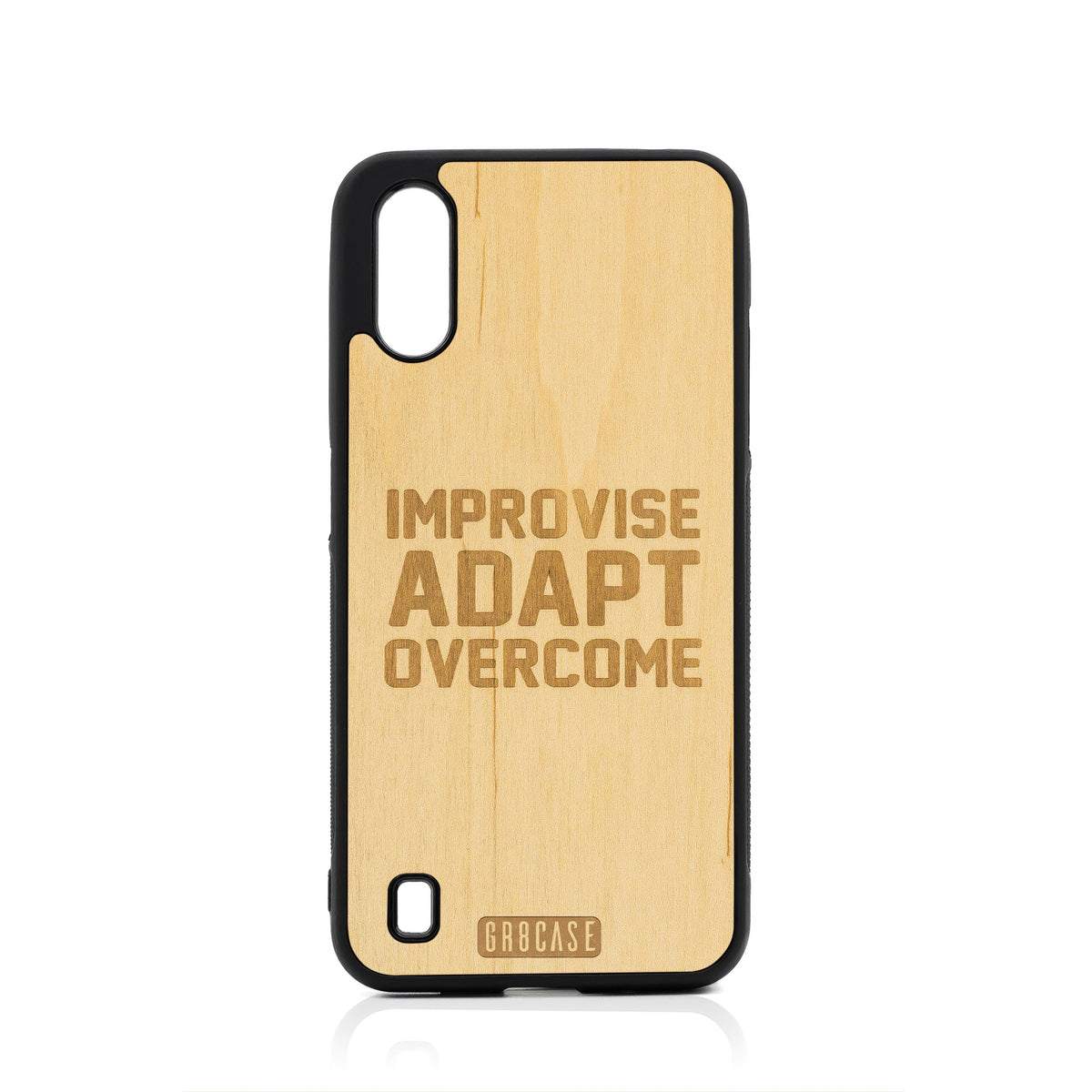 Improvise Adapt Overcome Design Wood Case For Samsung Galaxy A01