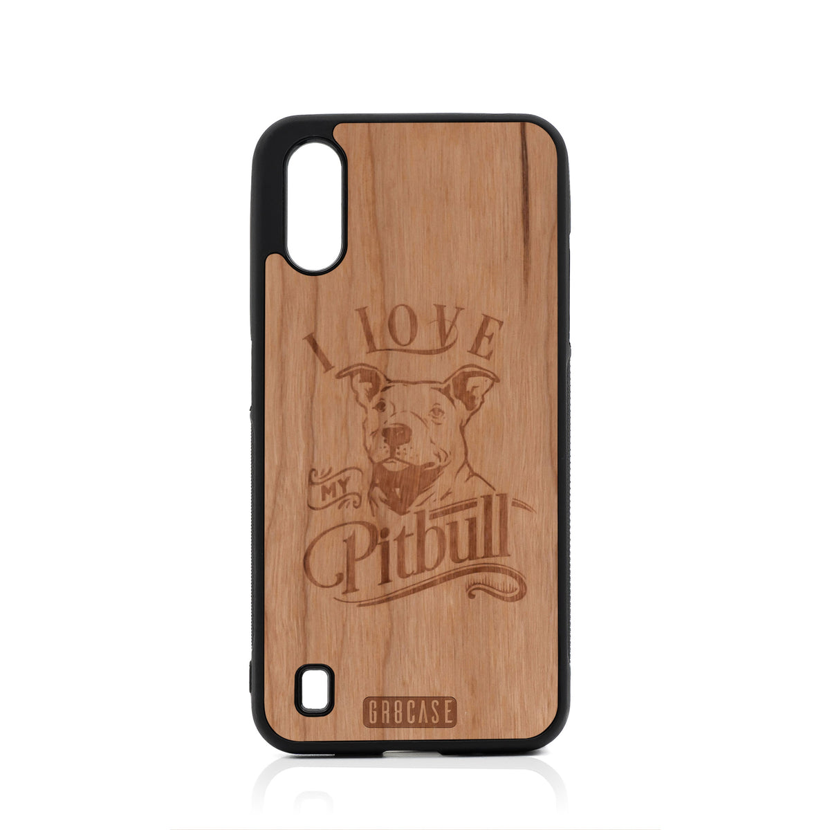 I Love My Pitbull Design Wood Case For Samsung Galaxy A01