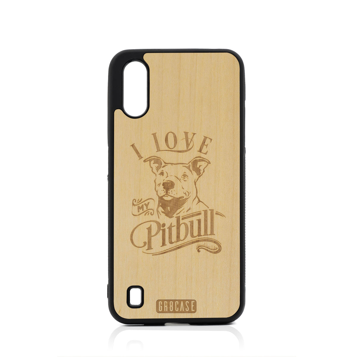 I Love My Pitbull Design Wood Case For Samsung Galaxy A01