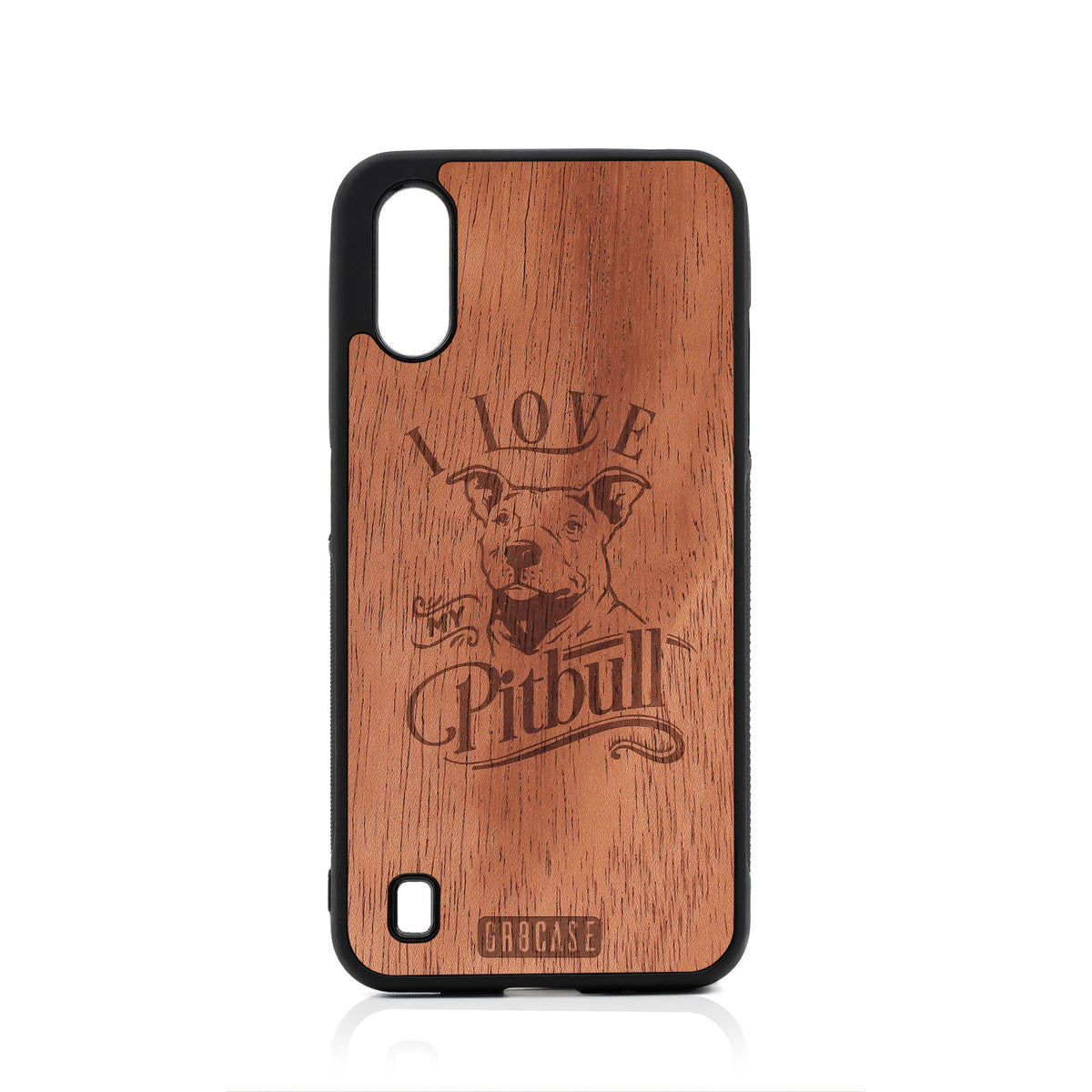 I Love My Pitbull Design Wood Case For Samsung Galaxy A01