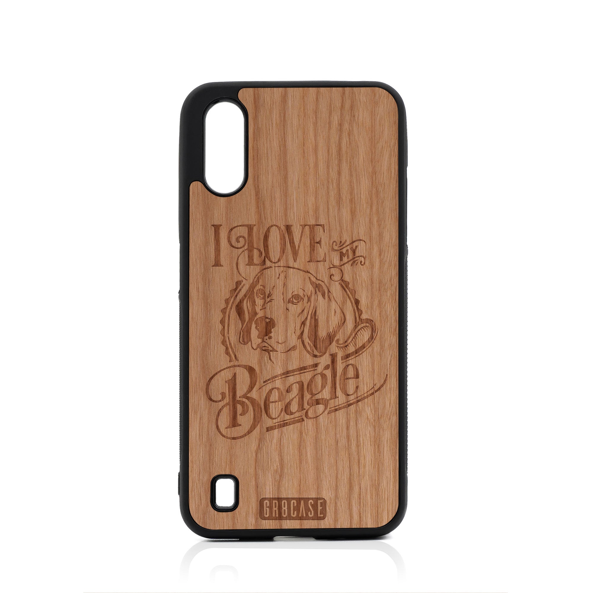 I Love My Beagle Design Wood Case For Samsung Galaxy A01
