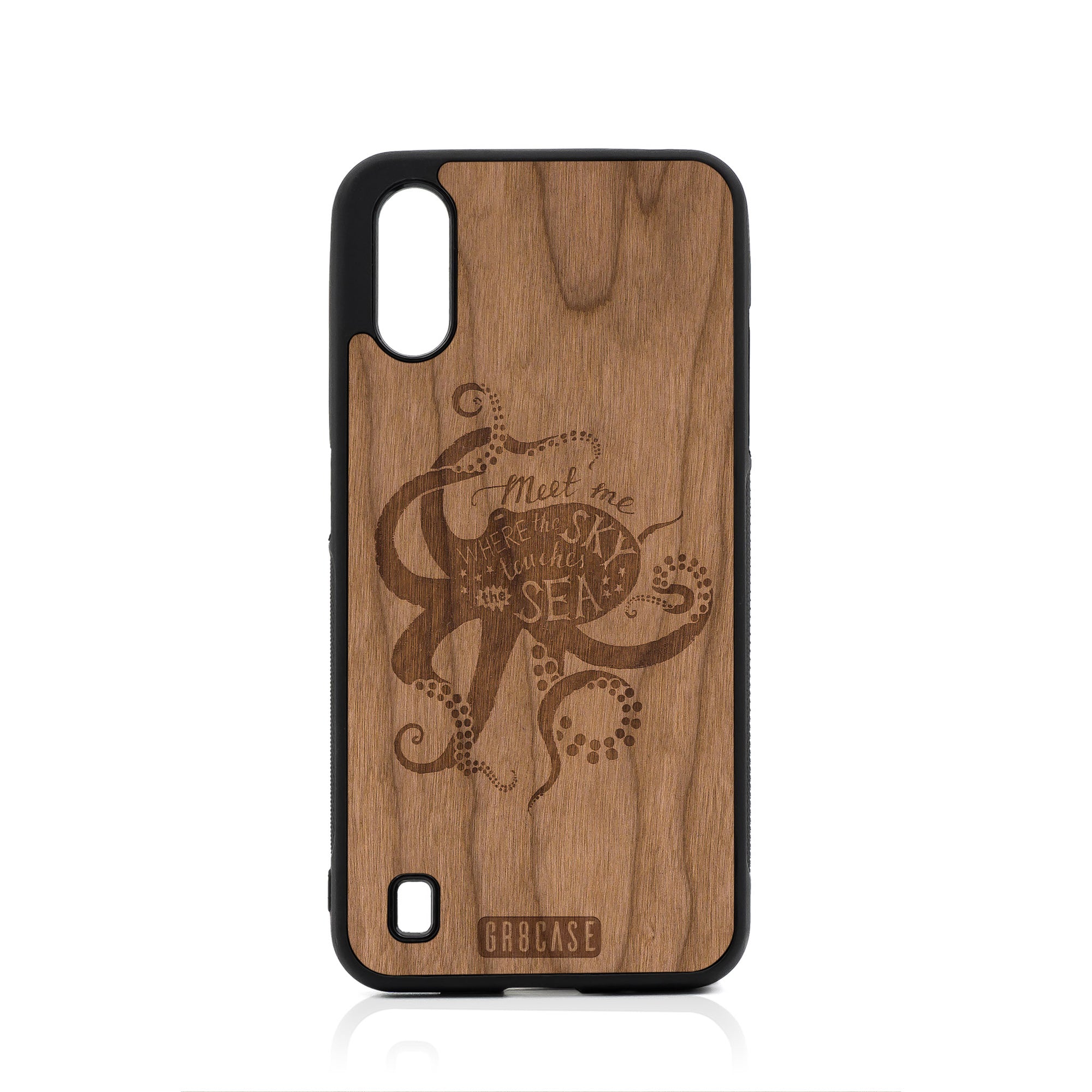 Meet Me Where The Sky Touches The Sea (Octopus) Design Wood Case For Samsung Galaxy A01
