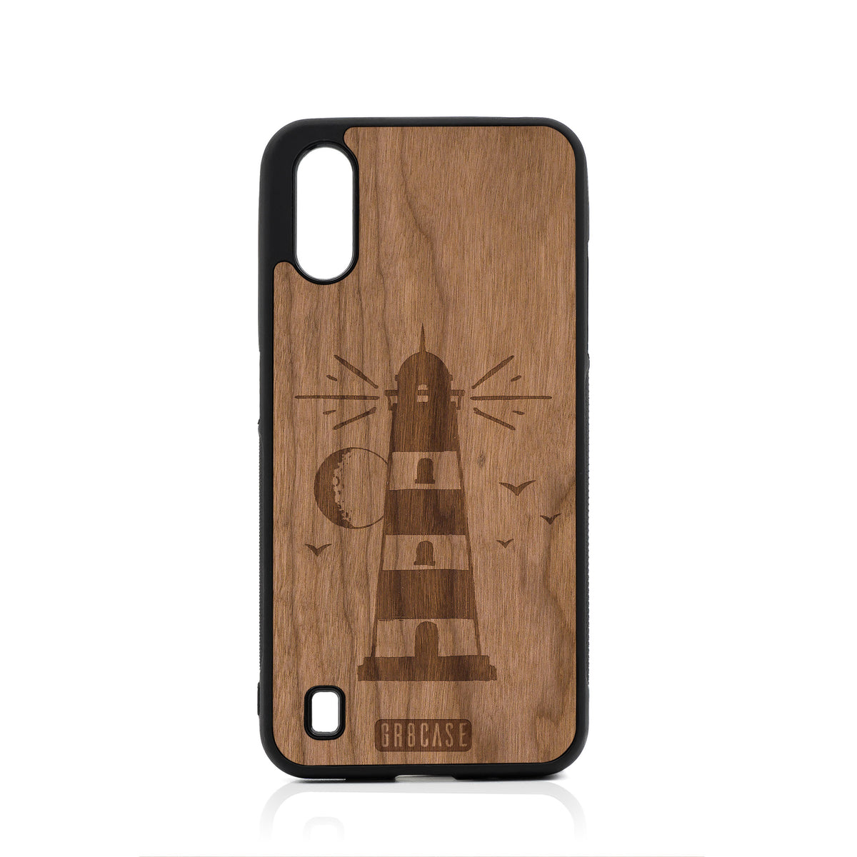 Midnight Lighthouse Design Wood Case For Samsung Galaxy A01