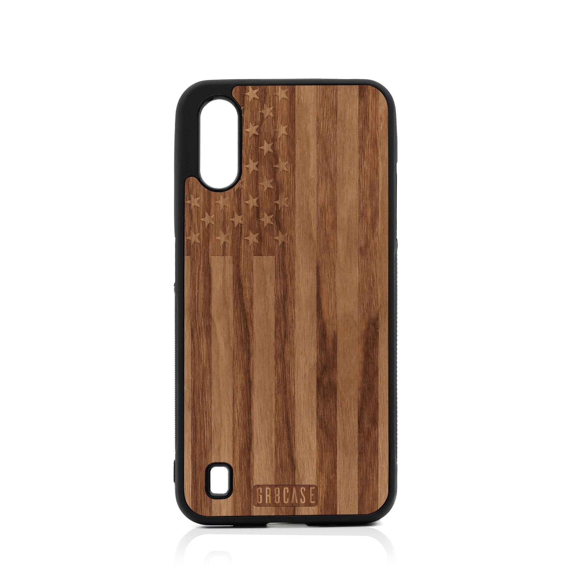 USA Flag Design Wood Case For Samsung Galaxy A01