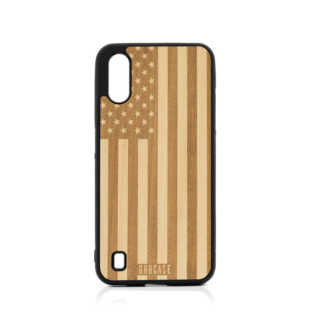 USA Flag Design Wood Case For Samsung Galaxy A01