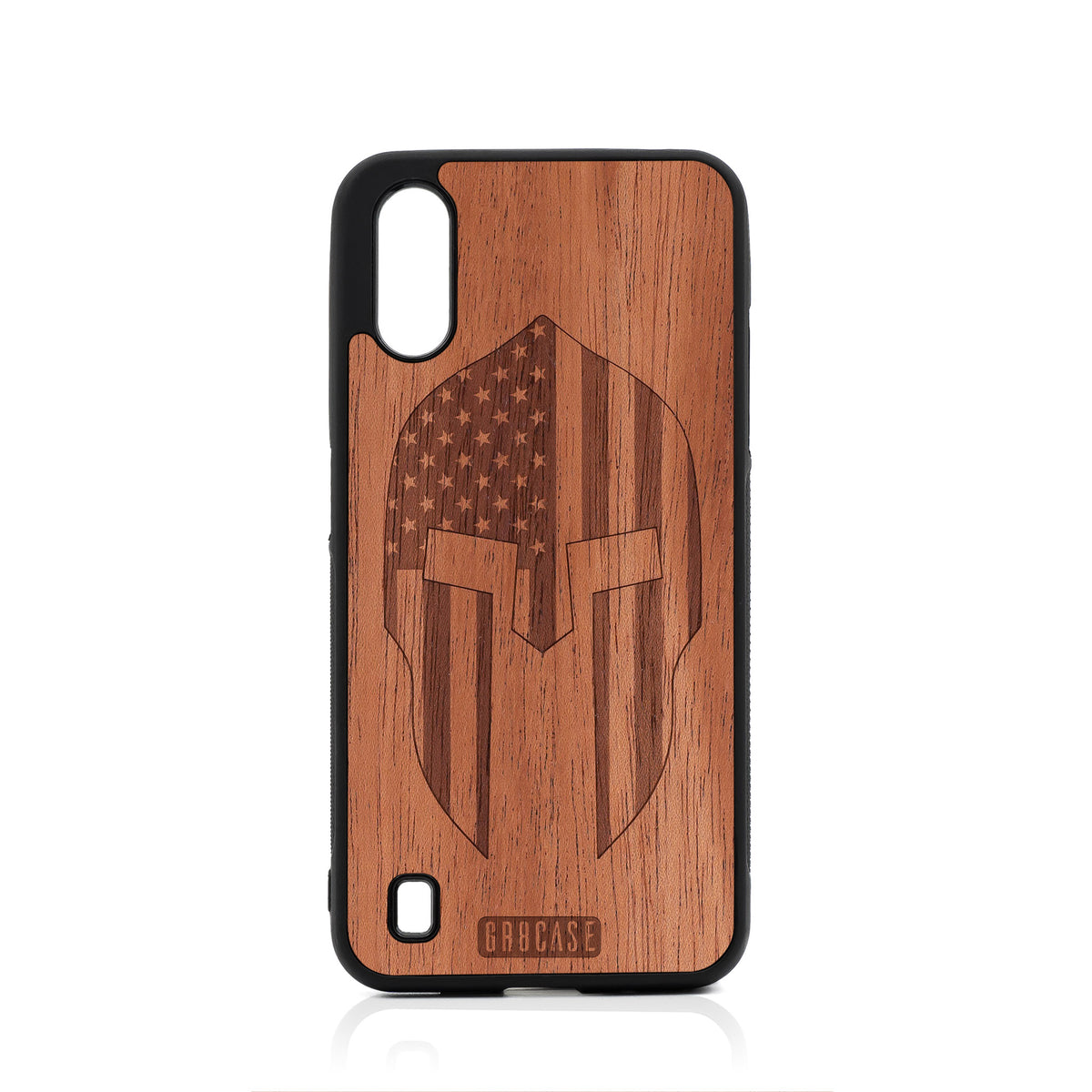USA Spartan Helmet Design Wood Case For Samsung Galaxy A01