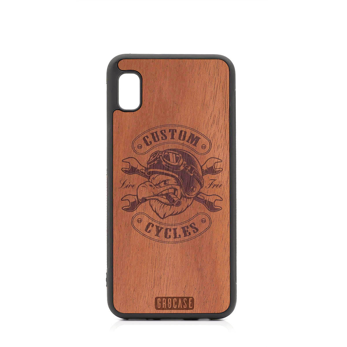 Custom Cycles Live Free (Biker Eagle) Design Wood Case For Samsung Galaxy A10E by GR8CASE