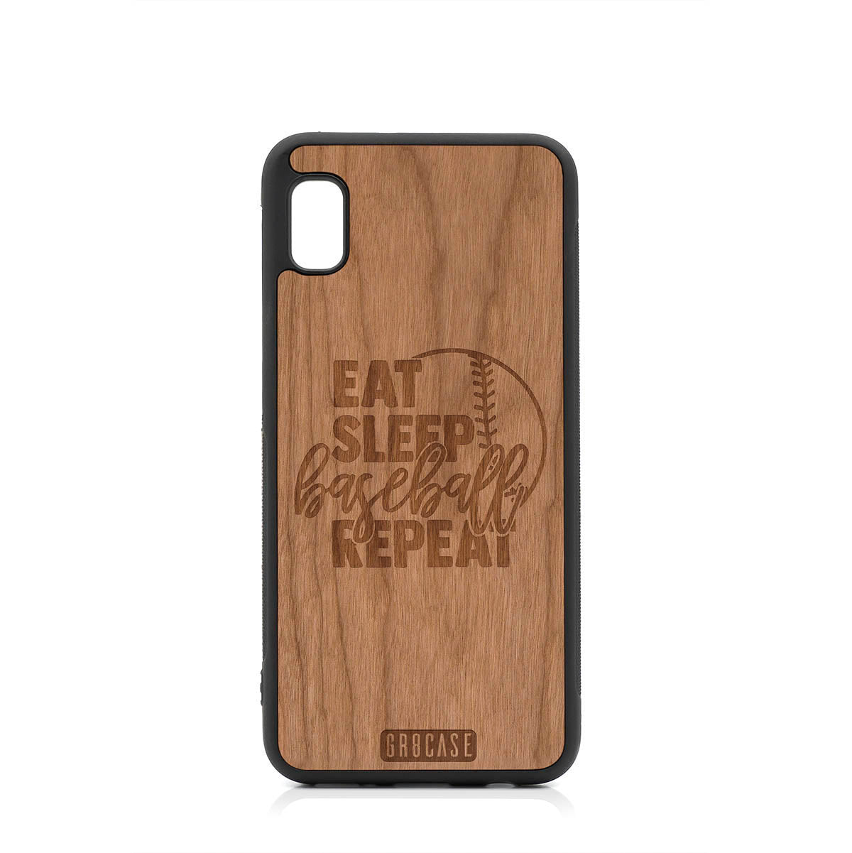 Eat Sleep Baseball Repeat Design Wood Case For Samsung Galaxy A10E