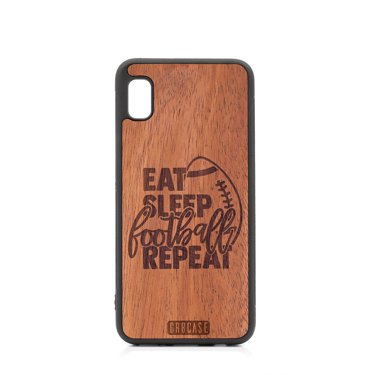 Eat Sleep Football Repeat Design Wood Case For Samsung Galaxy A10E