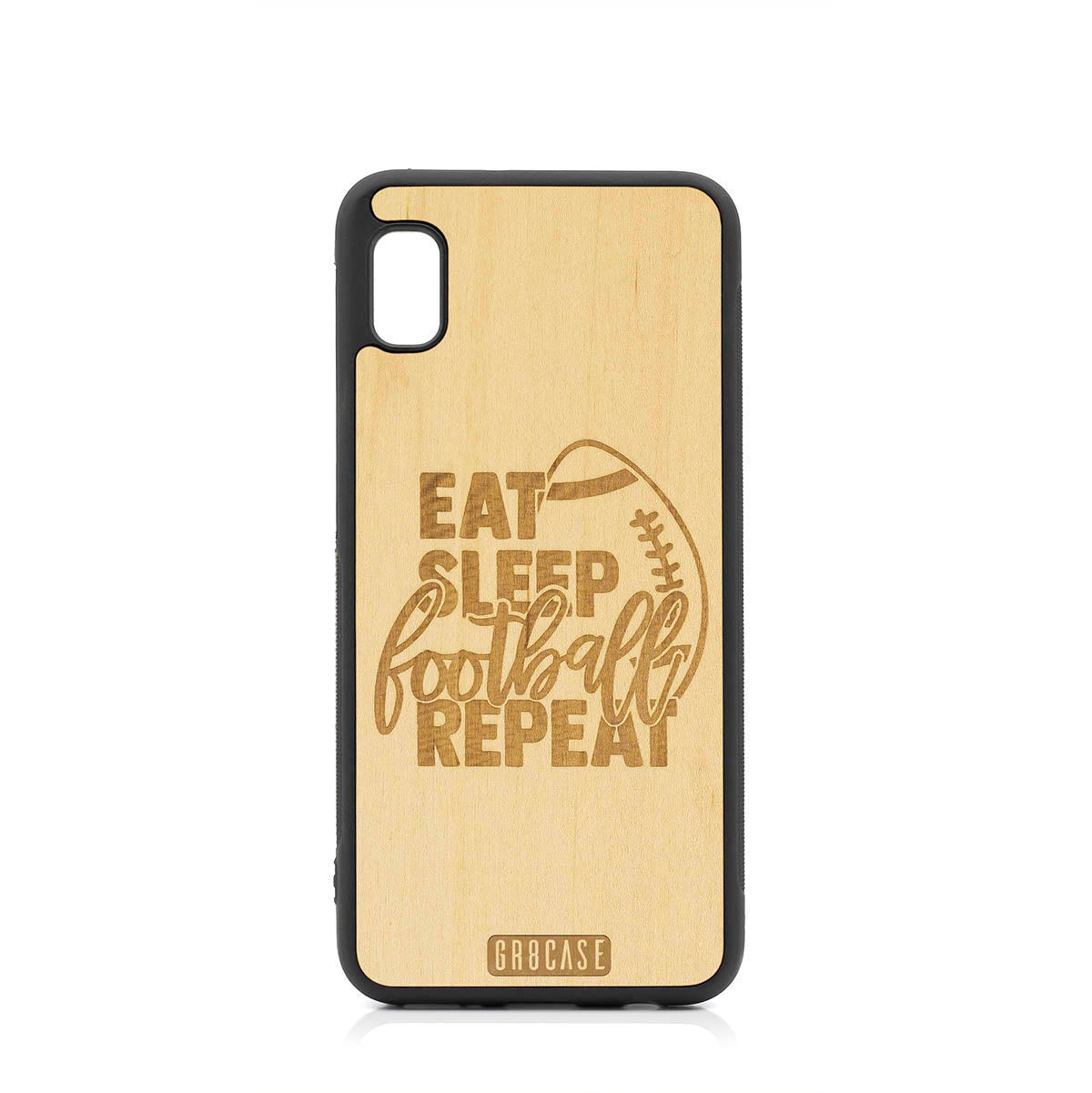Eat Sleep Football Repeat Design Wood Case For Samsung Galaxy A10E