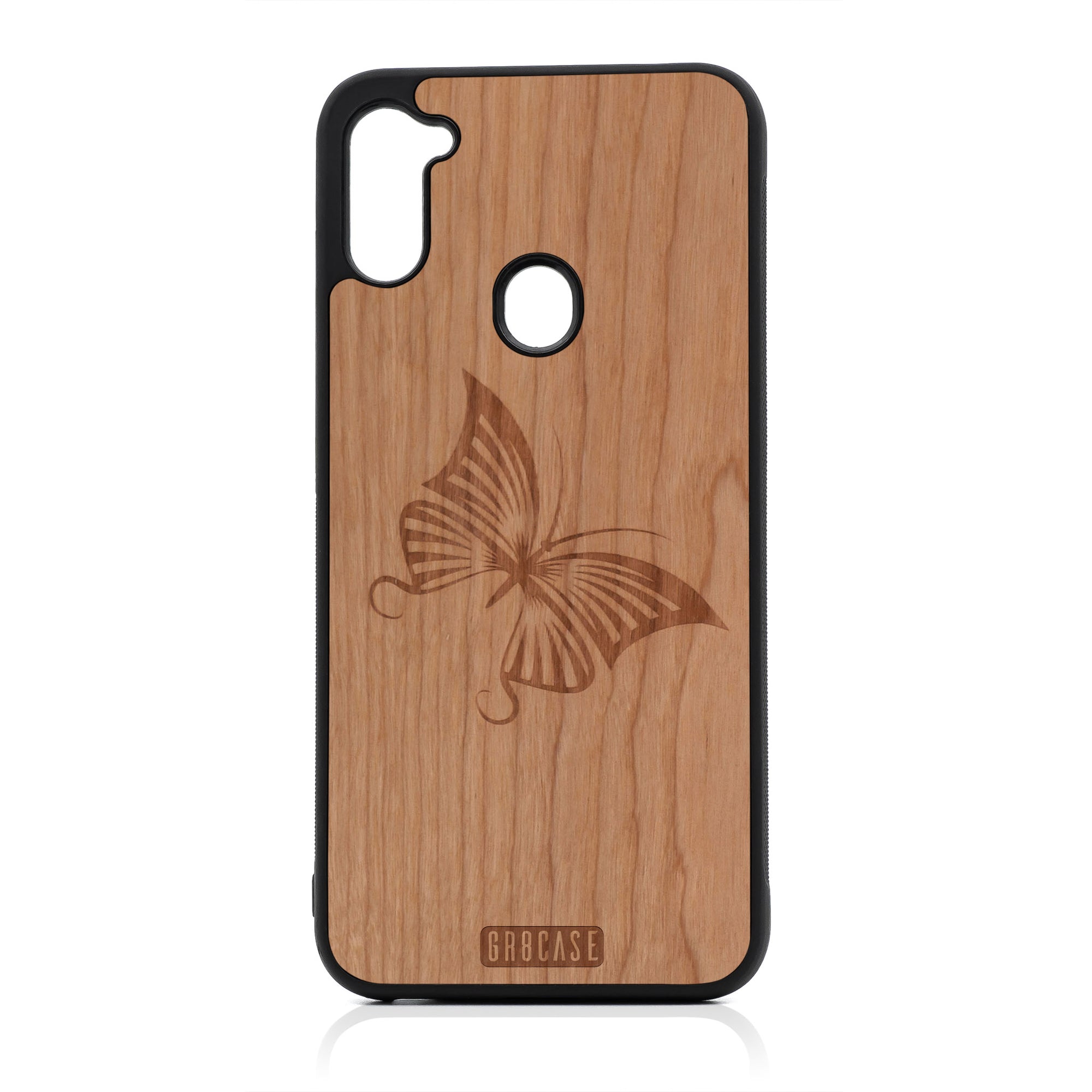 Butterfly Design Wood Case For Samsung Galaxy A11