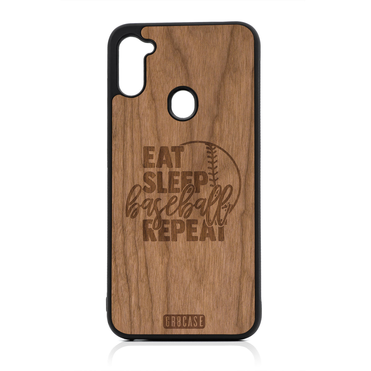 Eat Sleep Baseball Repeat Design Wood Case For Samsung Galaxy A11