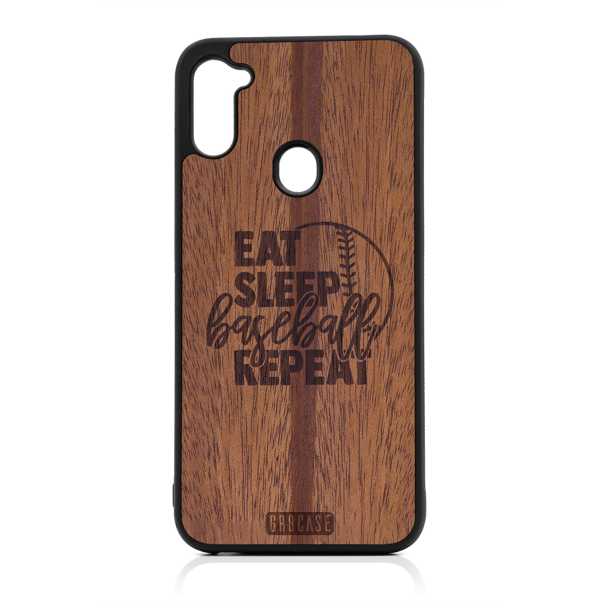 Eat Sleep Baseball Repeat Design Wood Case For Samsung Galaxy A11