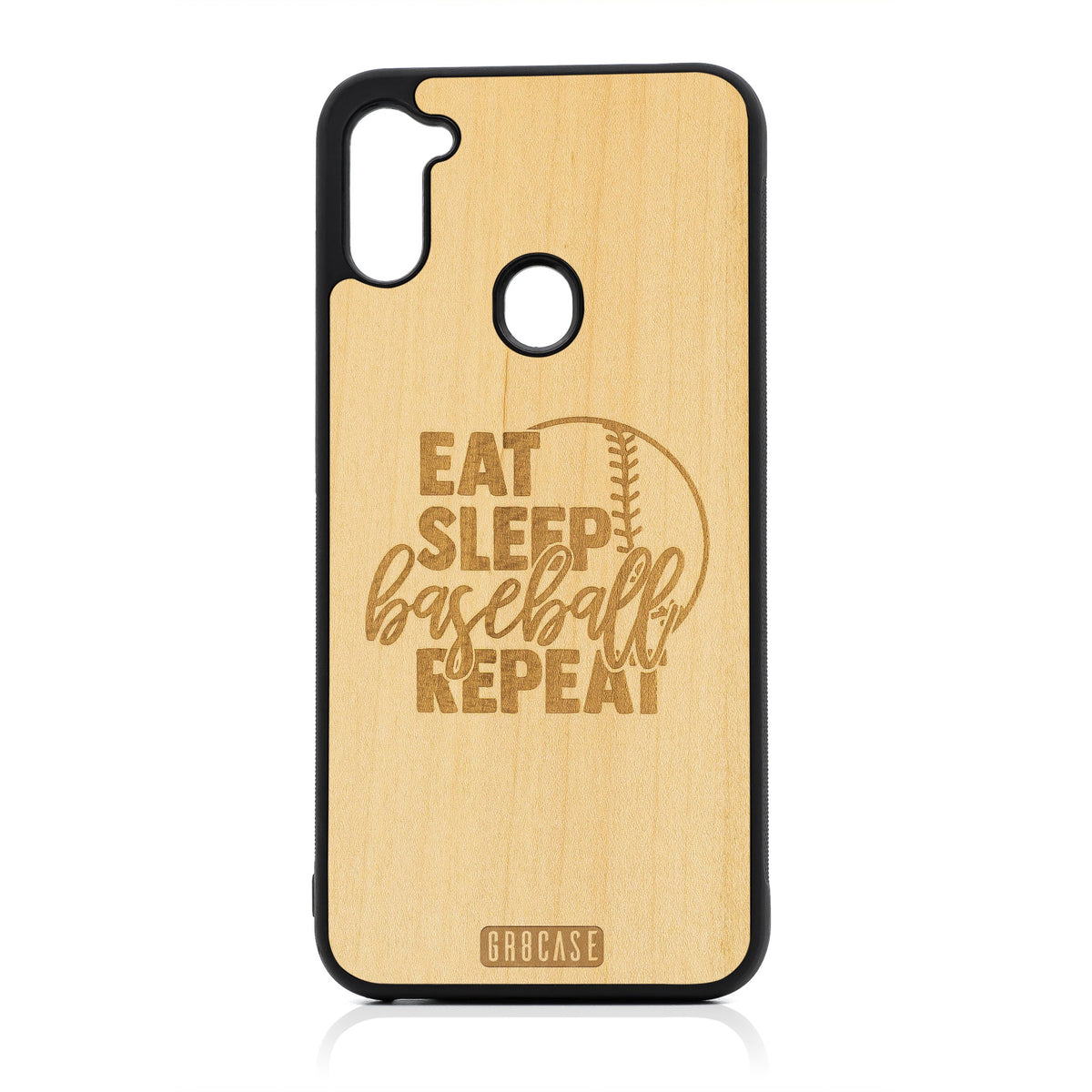 Eat Sleep Baseball Repeat Design Wood Case For Samsung Galaxy A11