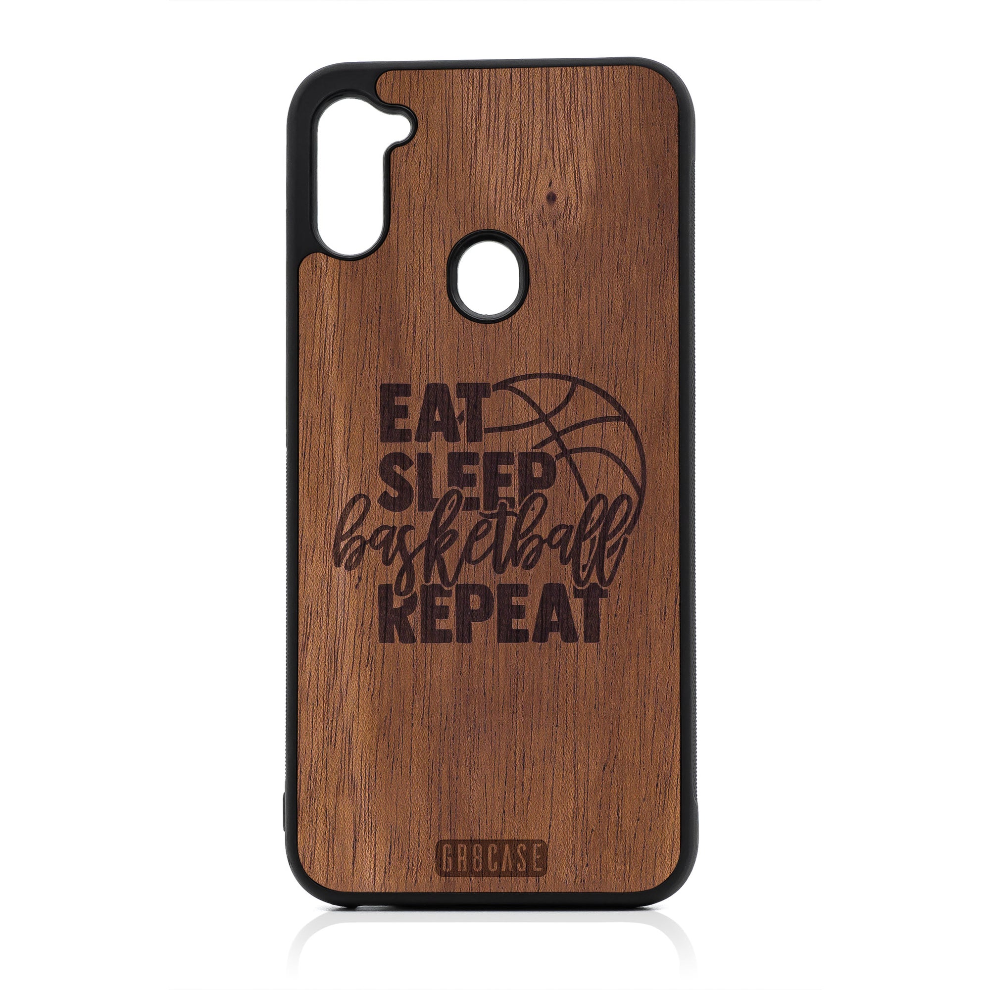 Eat Sleep Basketball Repeat Design Wood Case For Samsung Galaxy A11