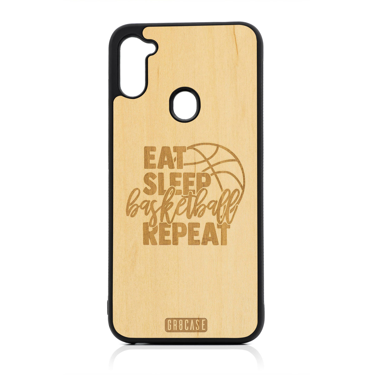Eat Sleep Basketball Repeat Design Wood Case For Samsung Galaxy A11