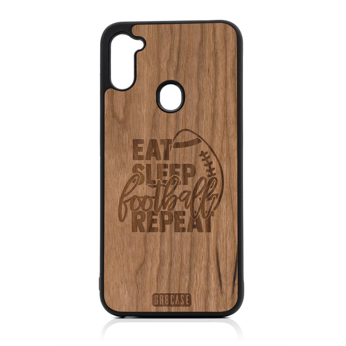 Eat Sleep Football Repeat Design Wood Case For Samsung Galaxy A11