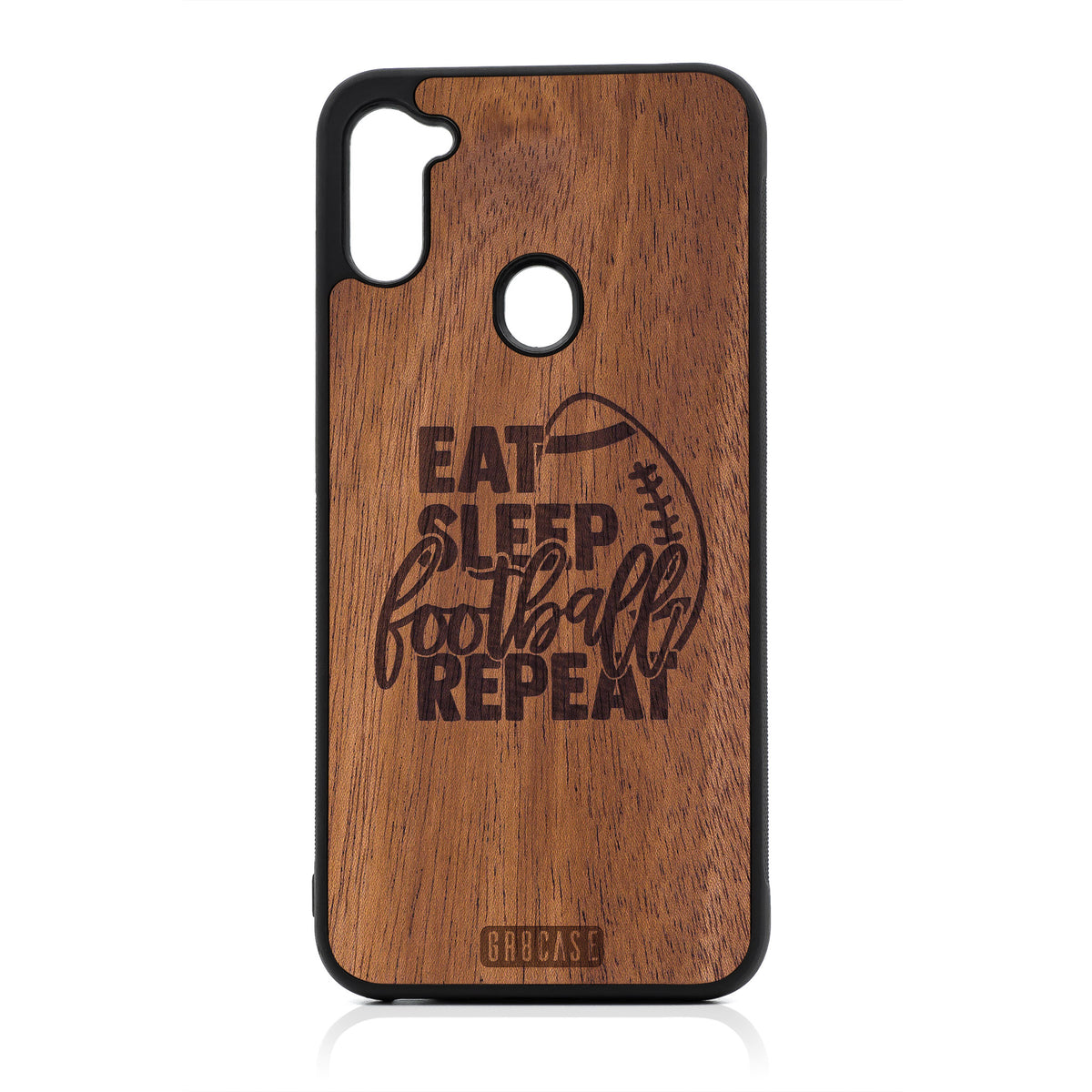 Eat Sleep Football Repeat Design Wood Case For Samsung Galaxy A11