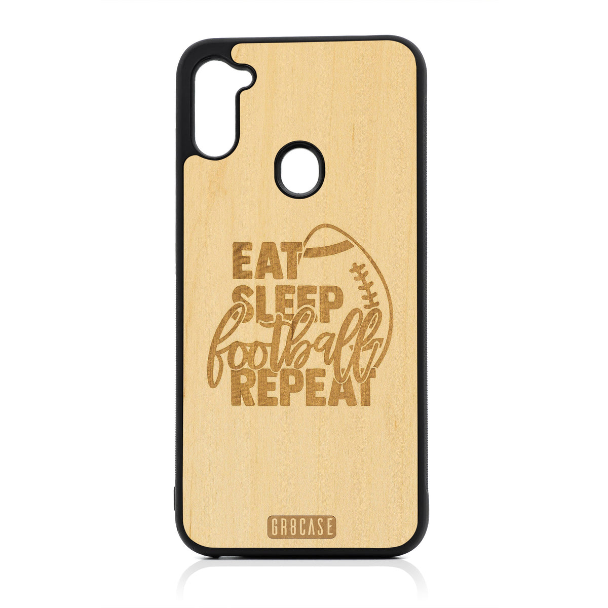 Eat Sleep Football Repeat Design Wood Case For Samsung Galaxy A11