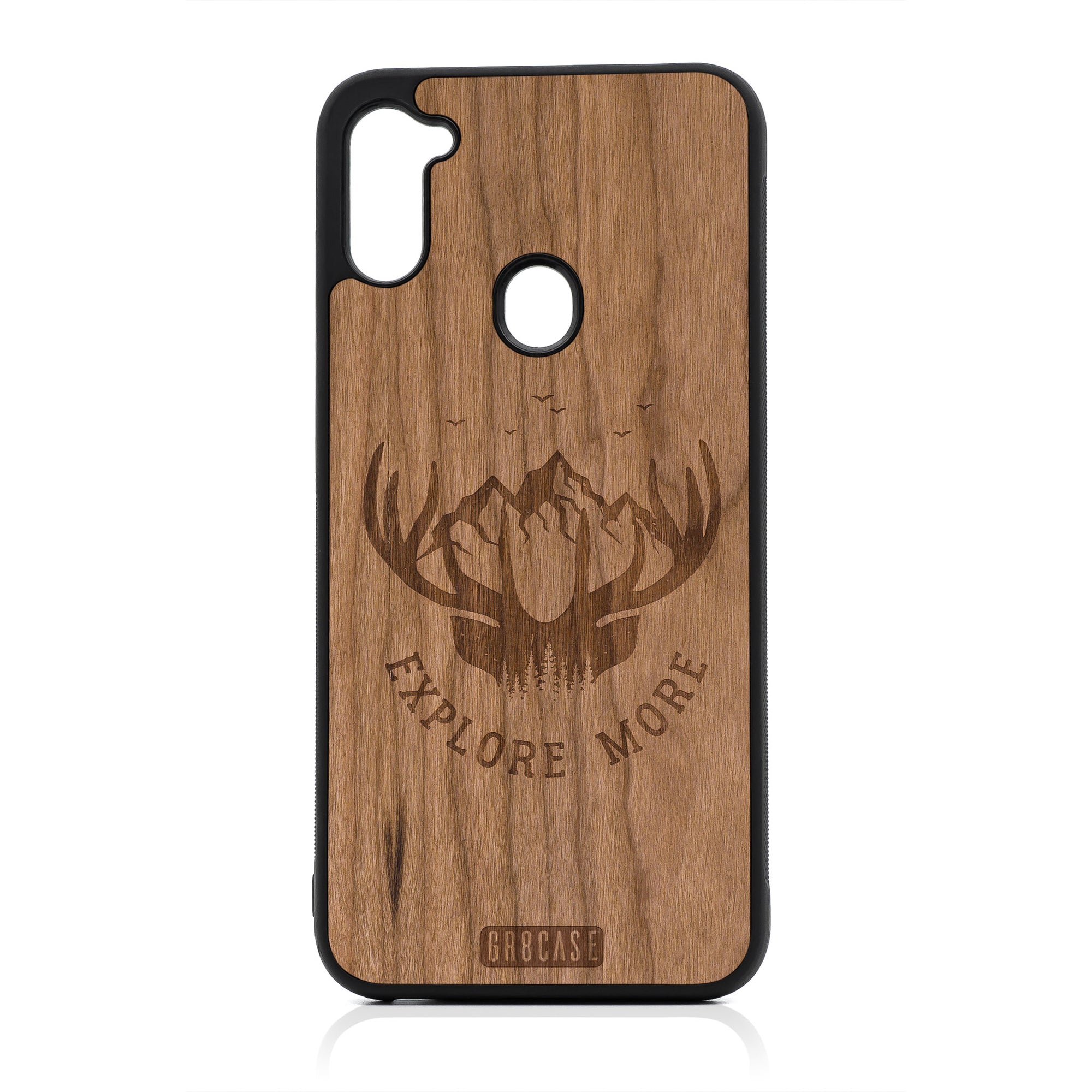 Explore More (Forest, Mountain & Antlers) Design Wood Case For Samsung Galaxy A11