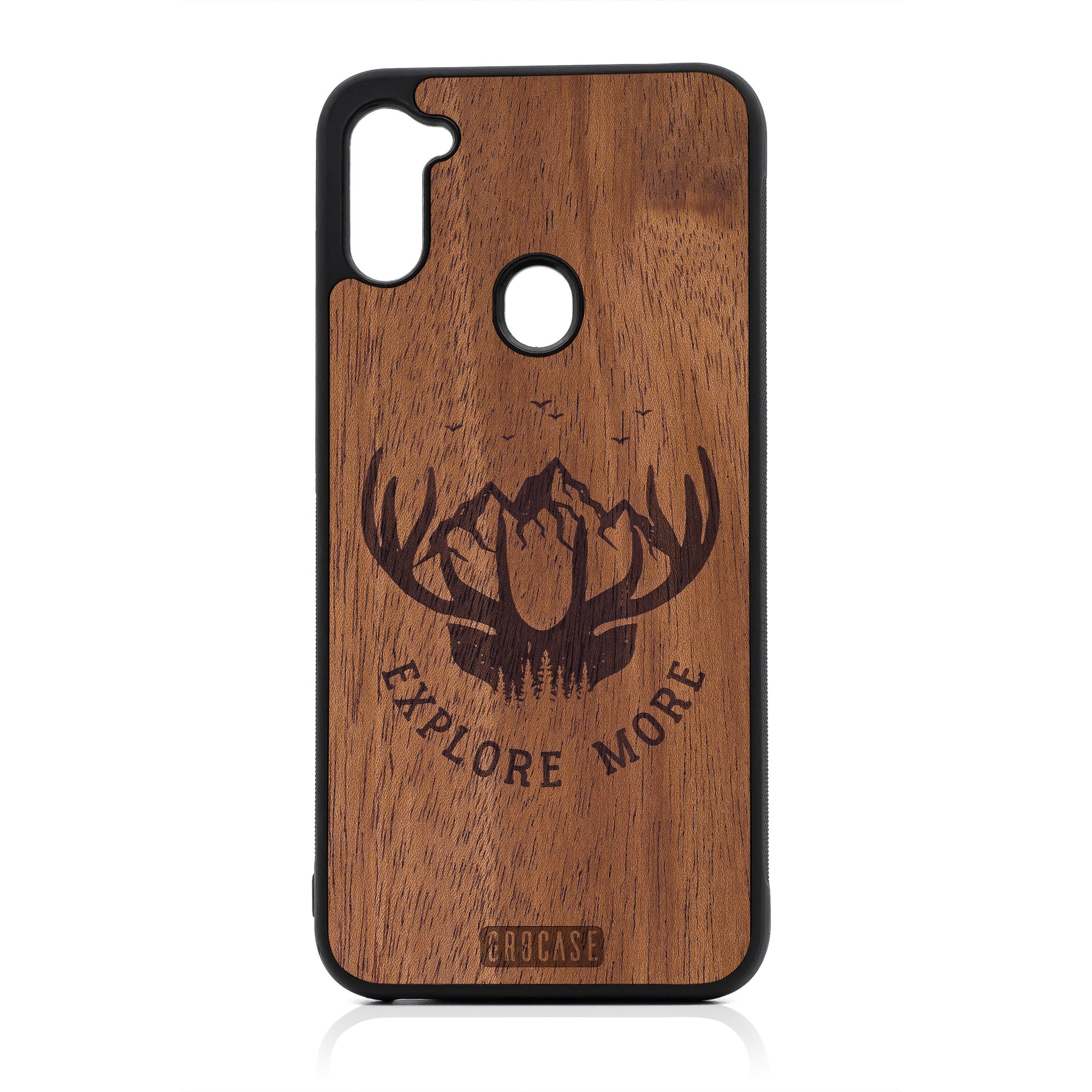Explore More (Forest, Mountain & Antlers) Design Wood Case For Samsung Galaxy A11