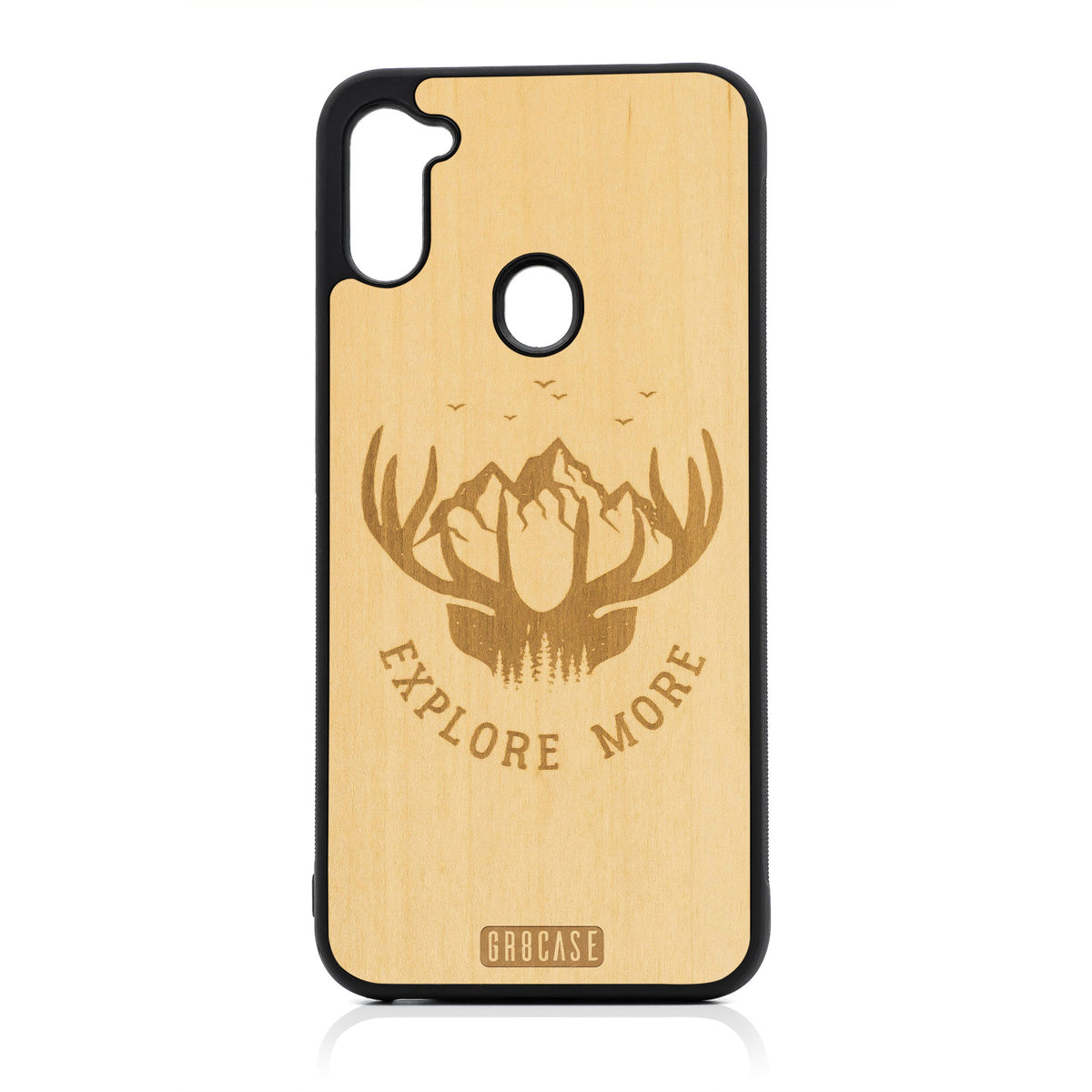 Explore More (Forest, Mountain &amp; Antlers) Design Wood Case For Samsung Galaxy A11