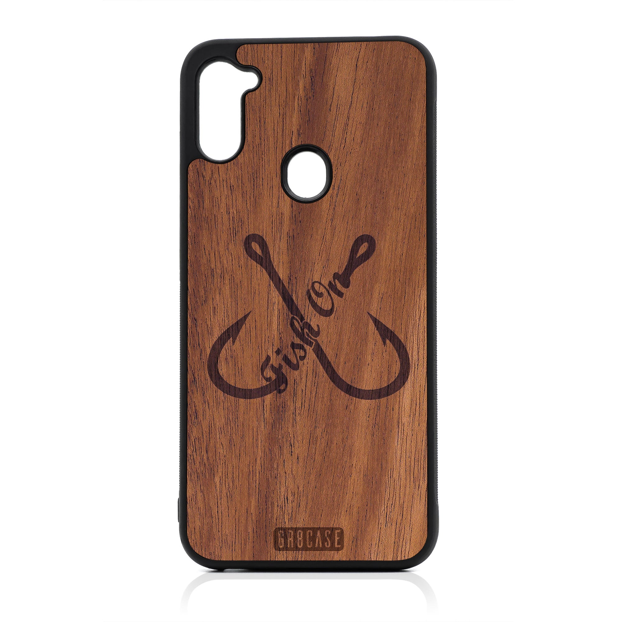 Fish On (Fish Hooks) Design Wood Case For Samsung Galaxy A11