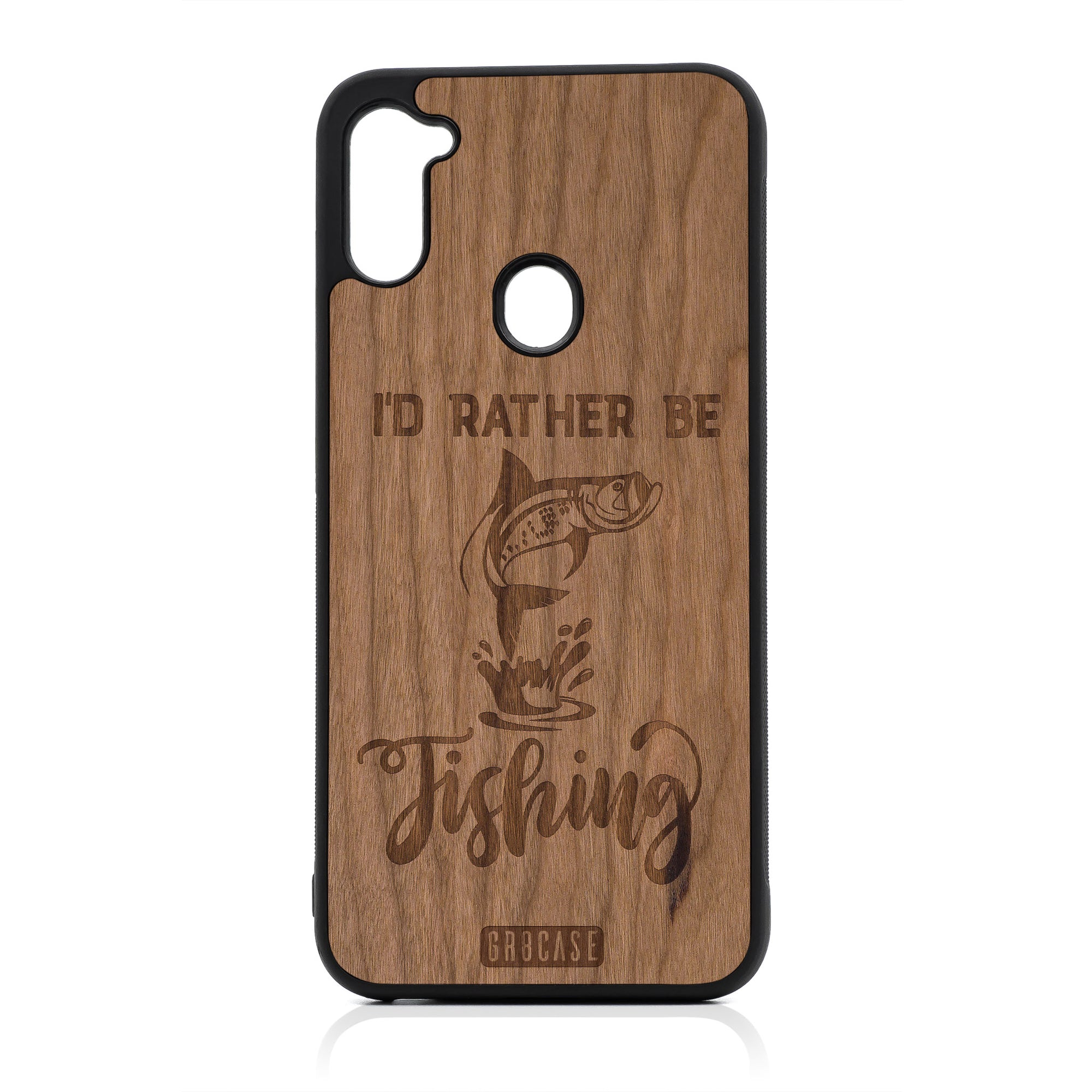 I'd Rather Be Fishing Design Wood Case For Samsung Galaxy A11