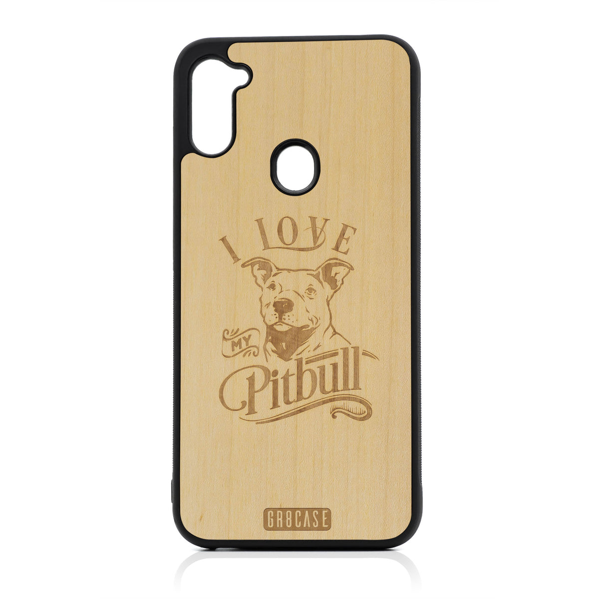 I Love My Pitbull Design Wood Case For Samsung Galaxy A11
